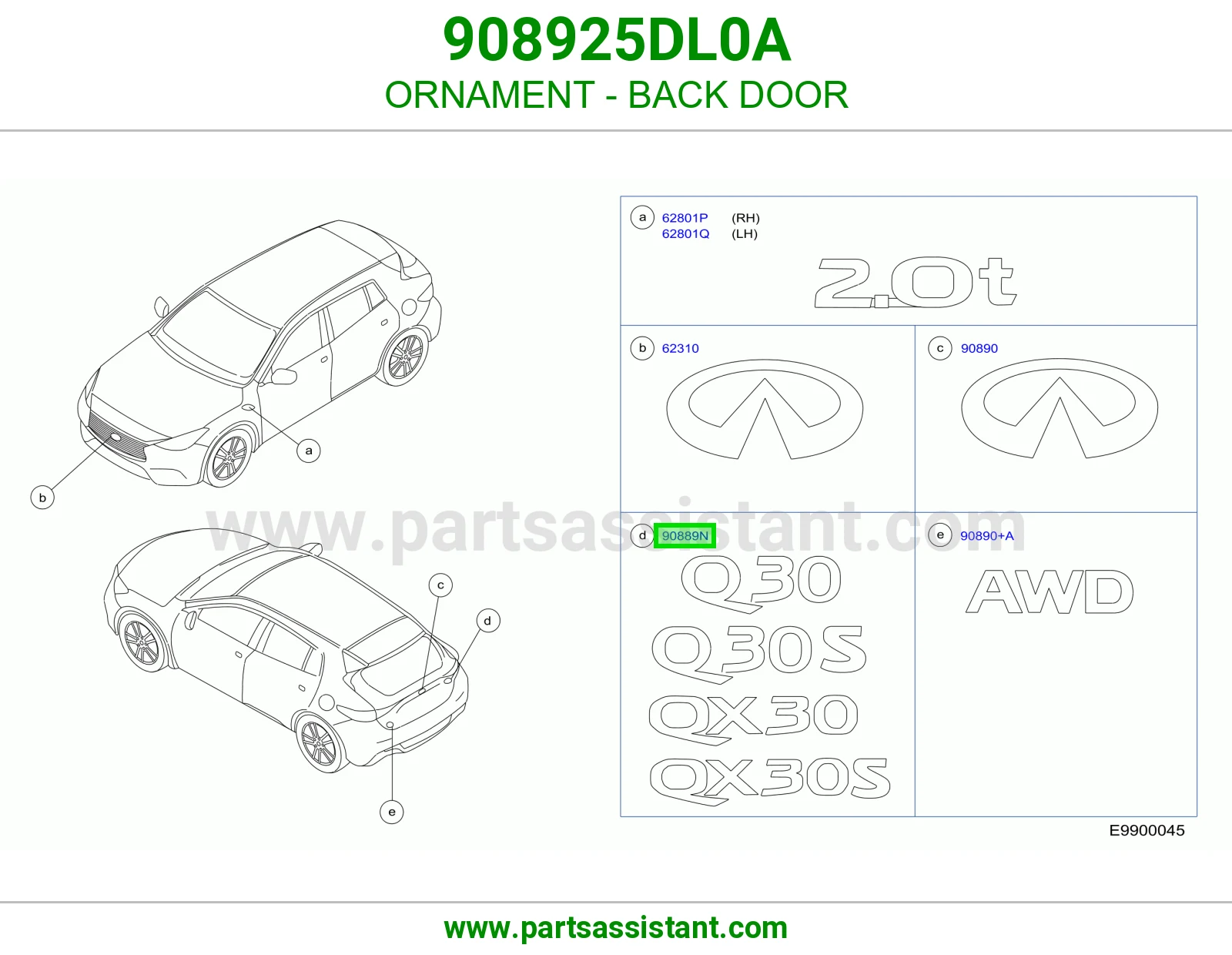 علامة باب شنطة 908925DL0A