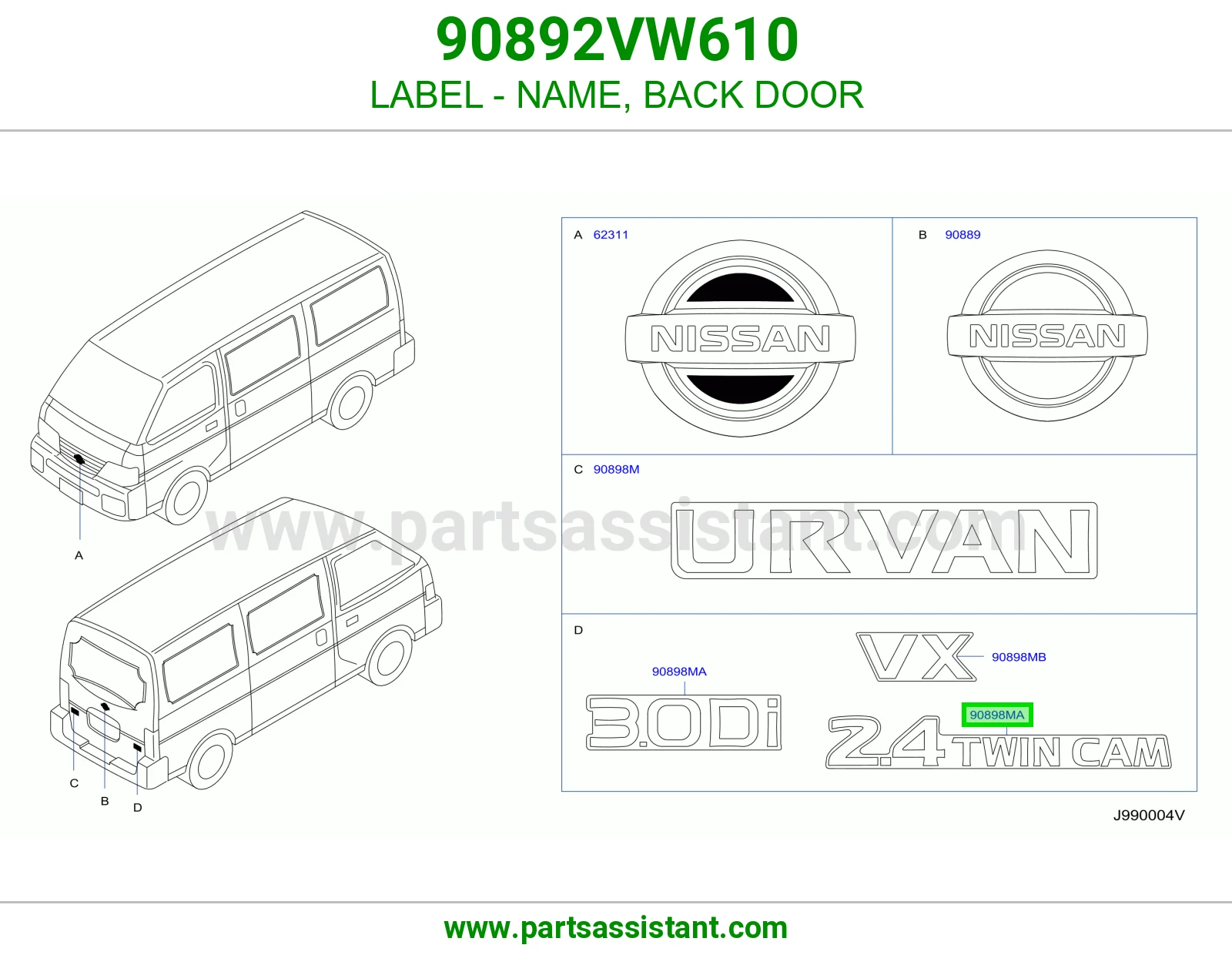 ملصق اسم باب شنطة 90892VW610