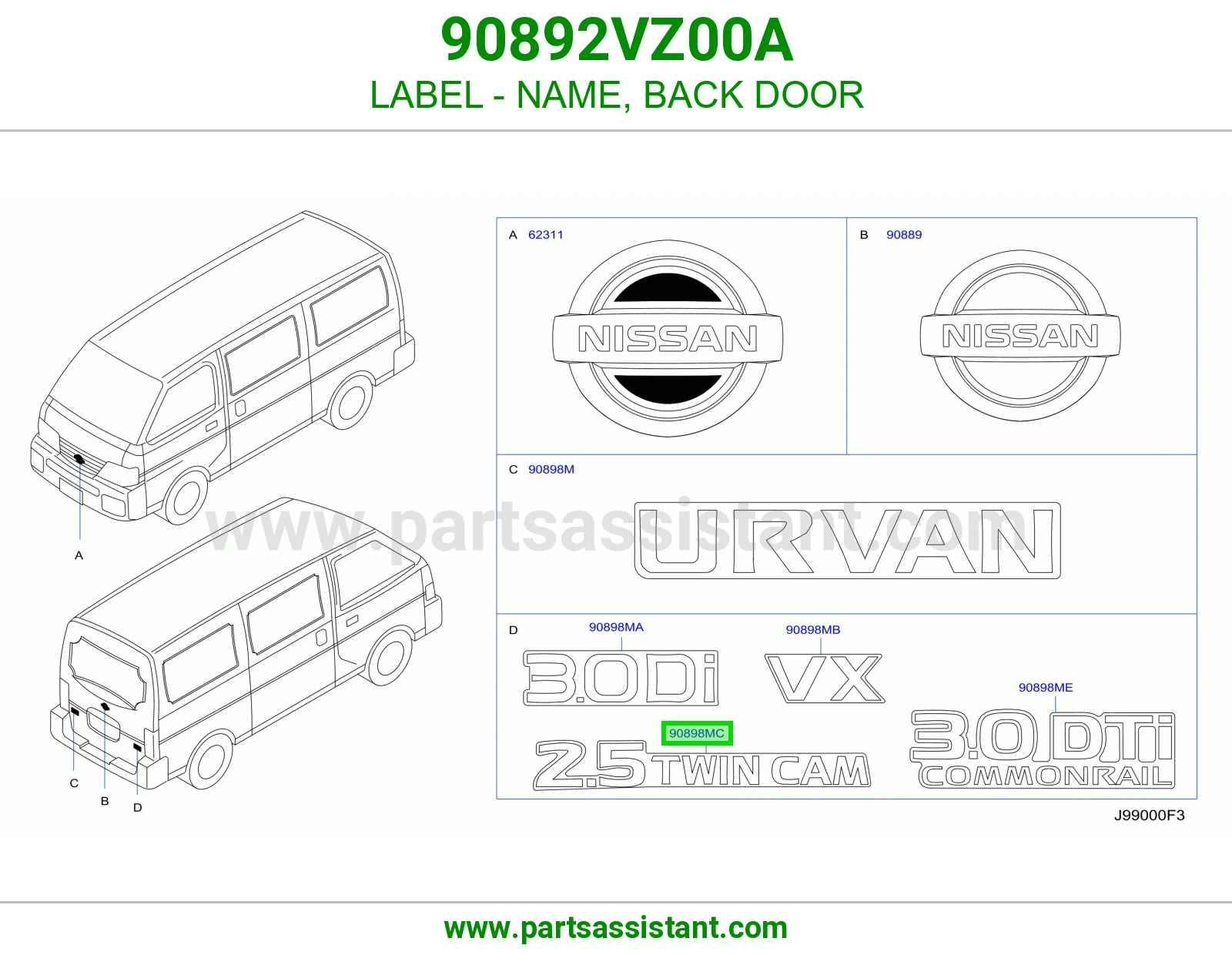 ملصق اسم باب شنطة 90892VZ00A