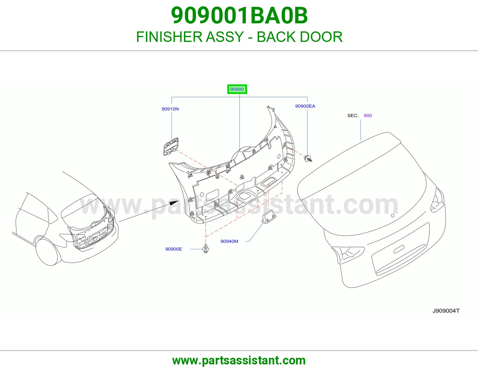 FINISHER ASSY - BACK DOOR 909001BA0B