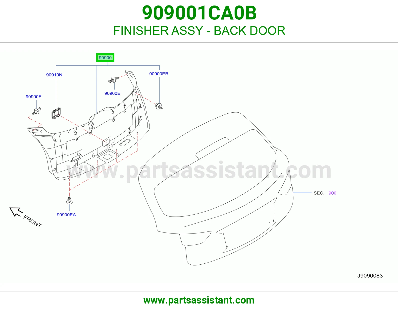 FINISHER ASSY - BACK DOOR 909001CA0B