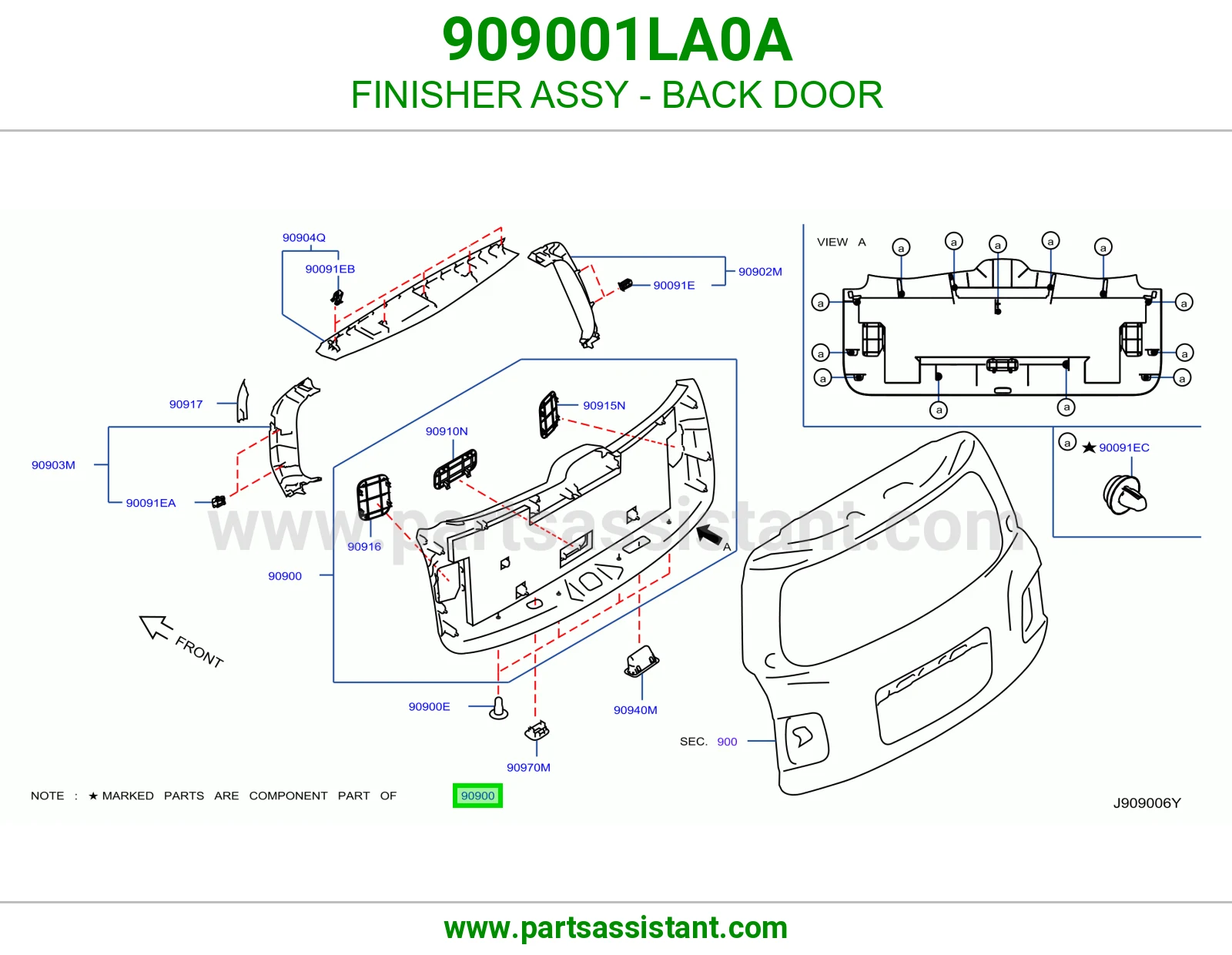 تلبيسة باب شنطة كاملة 909001LA0A