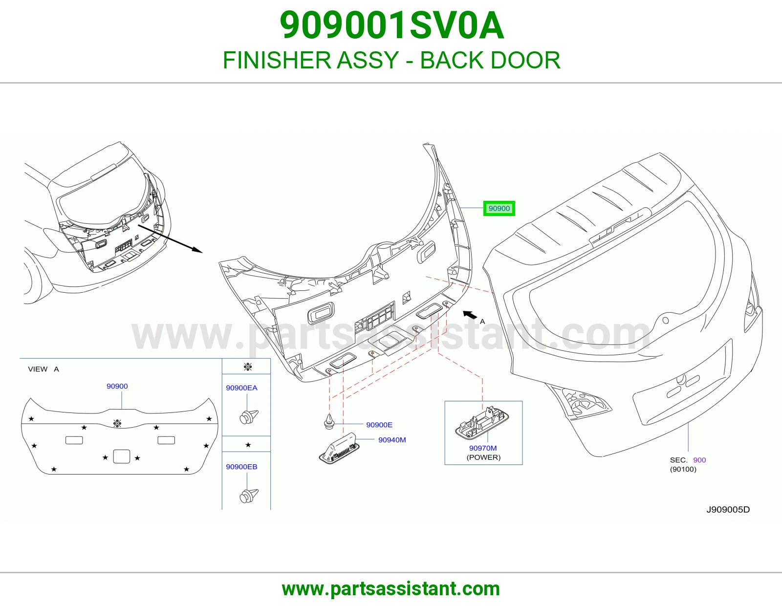 تلبيسة باب شنطة كاملة 909001SV0A