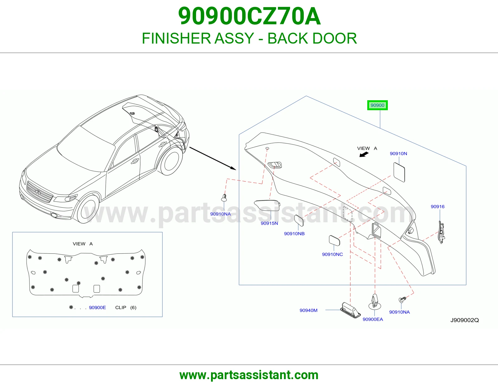 تلبيسة باب شنطة كاملة 90900CZ70A