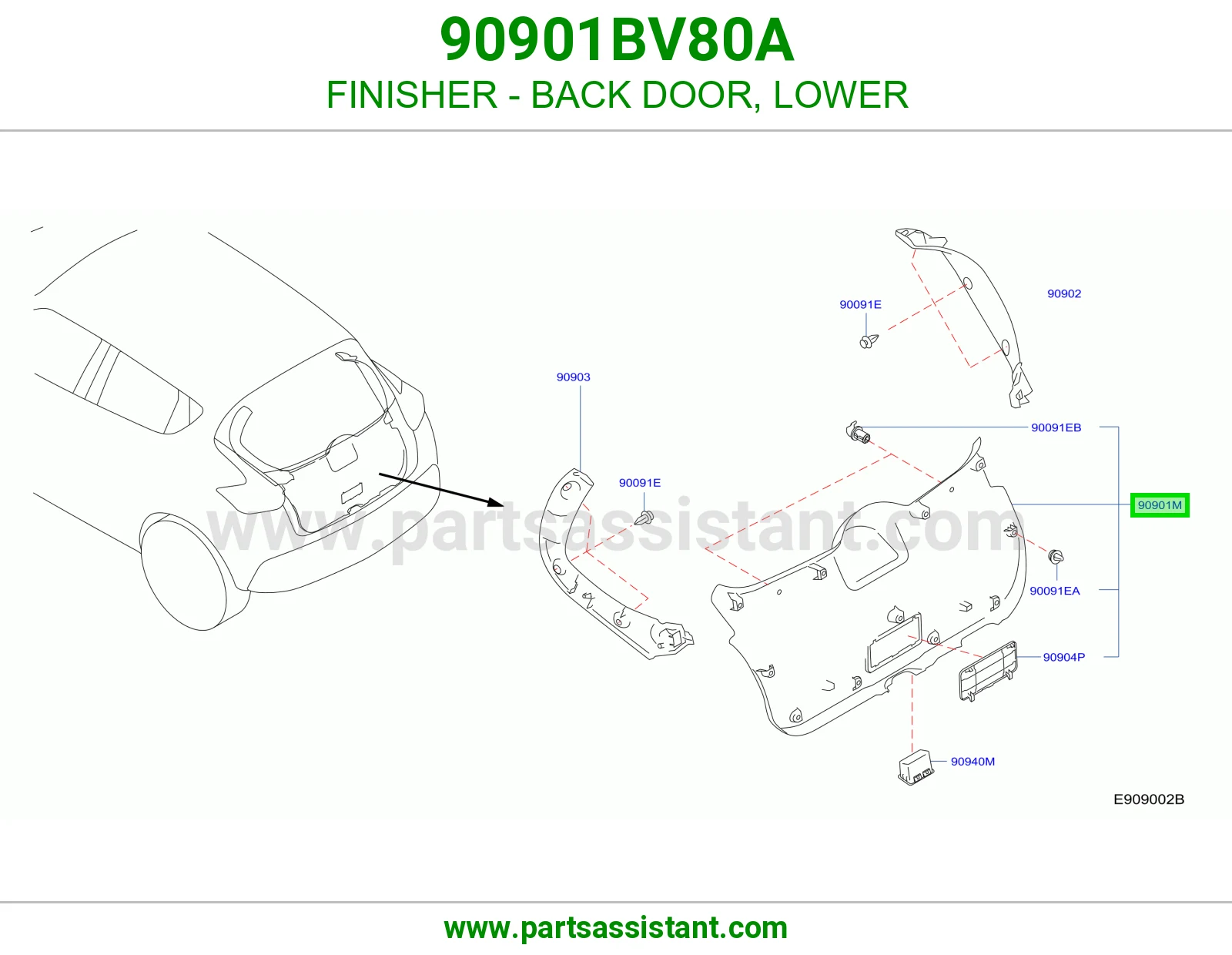 تلبيسة باب شنطة تحت 90901BV80A