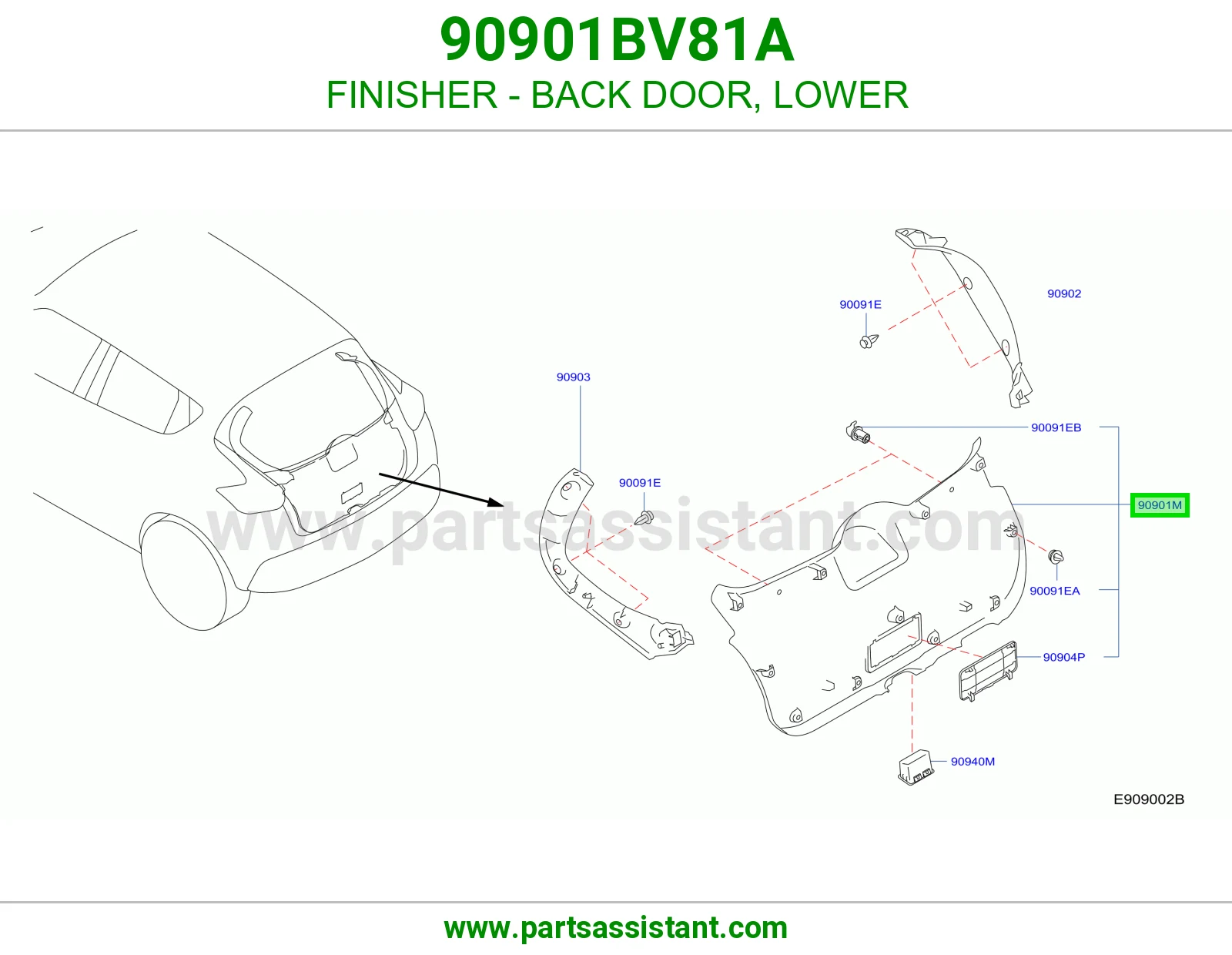 تلبيسة باب شنطة تحت 90901BV81A