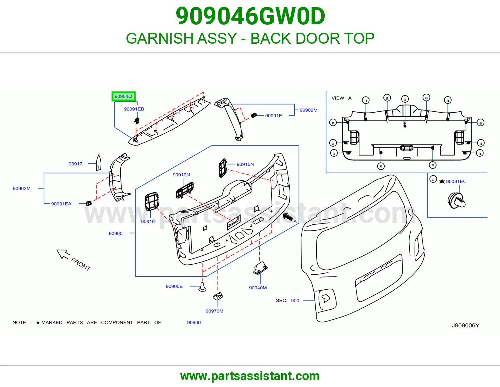 زيق باب شنطة فوق كامل 909046GW0D