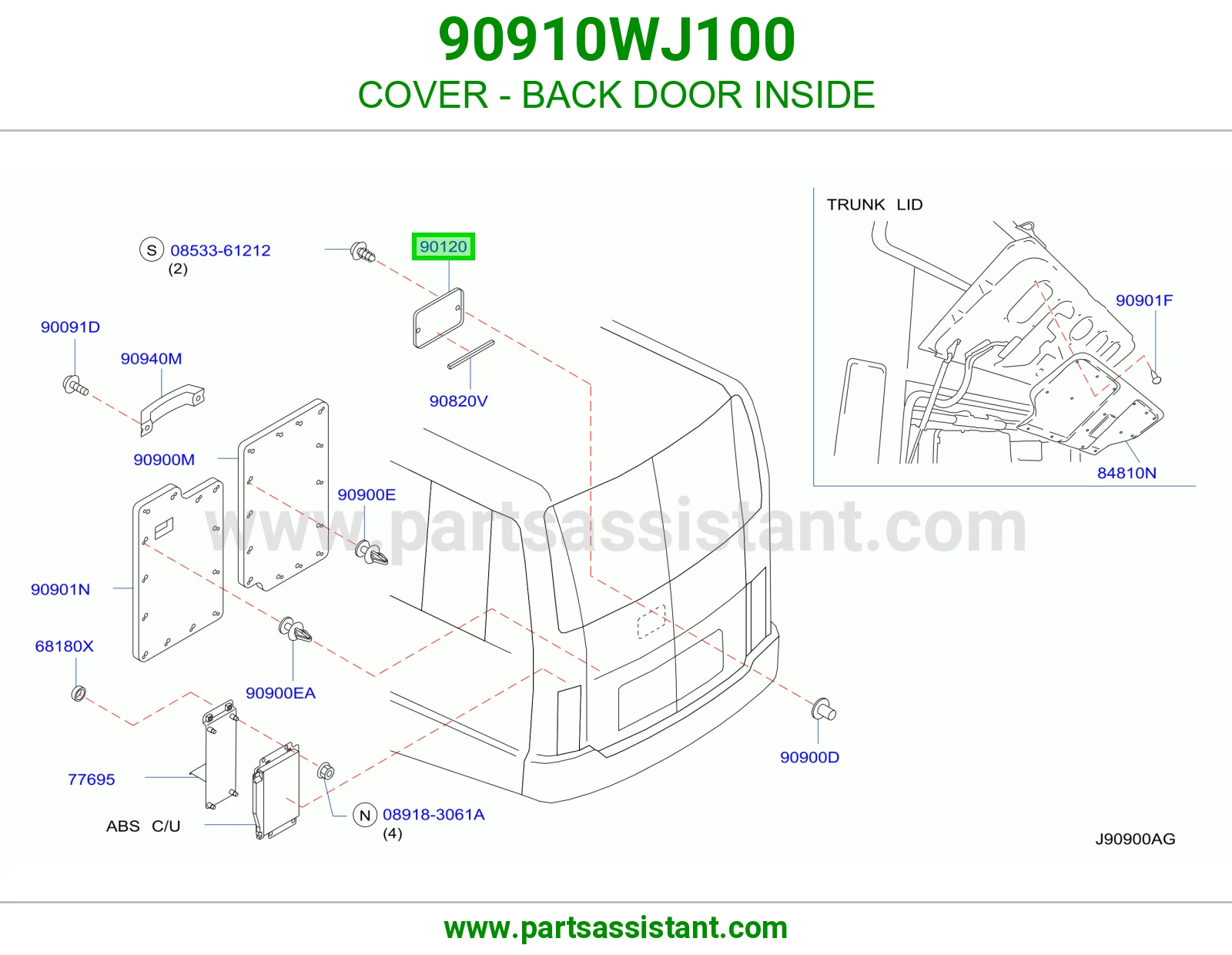غطاء باب شنطة داخلي 90910WJ100