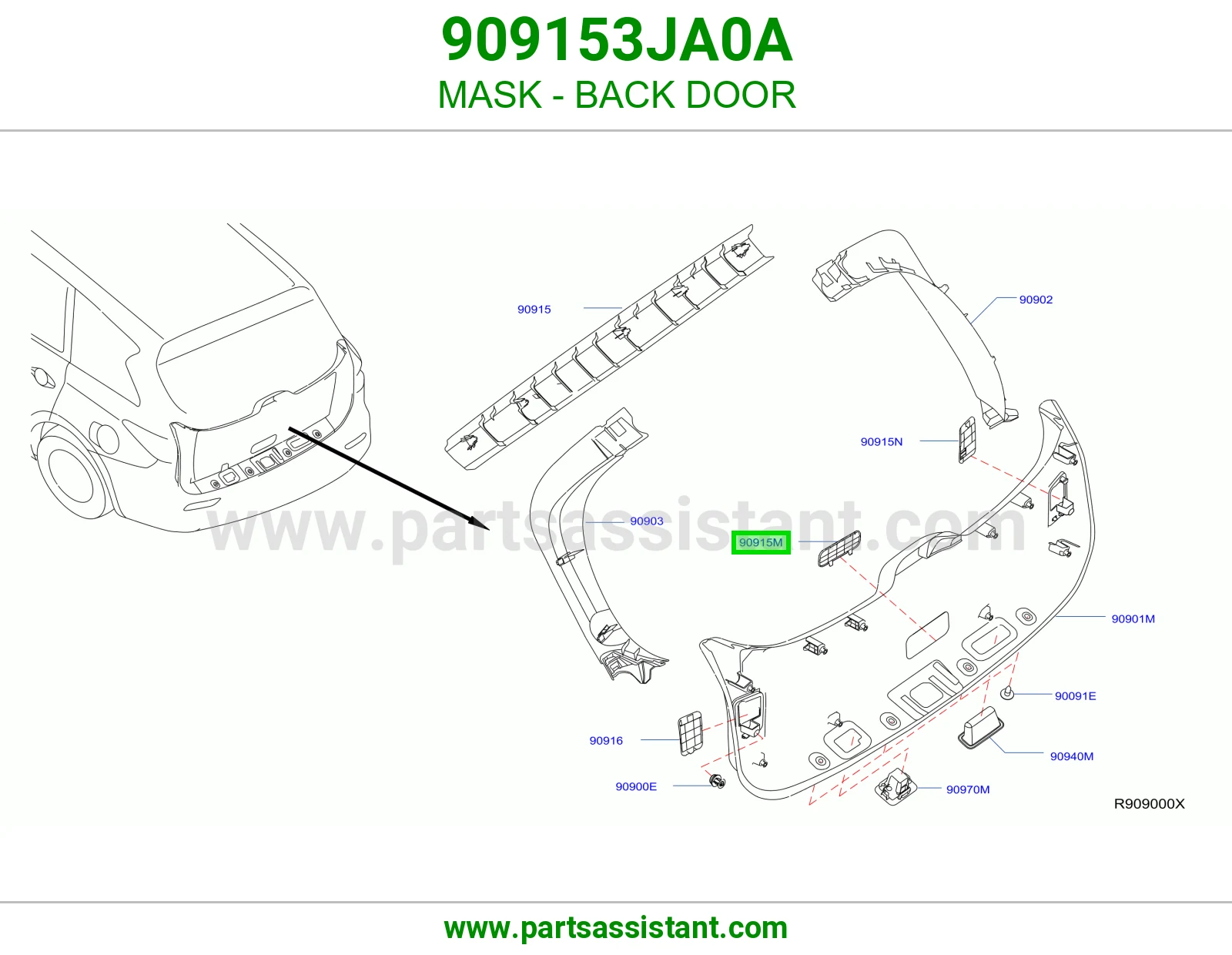 غطاء باب شنطة 909153JA0A