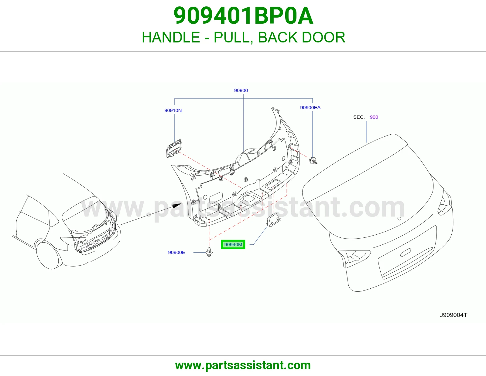 HANDLE - PULL, BACK DOOR 909401BP0A