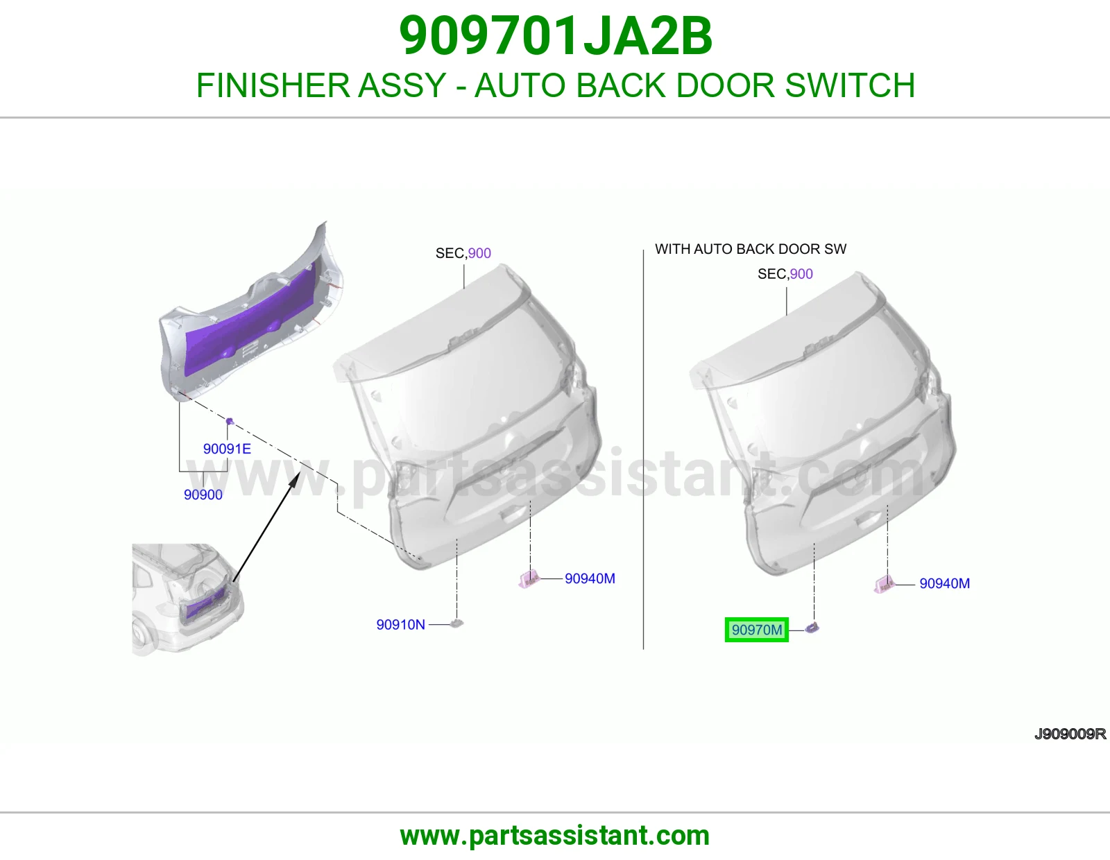 زر فتح باب شنطه 909701JA2B