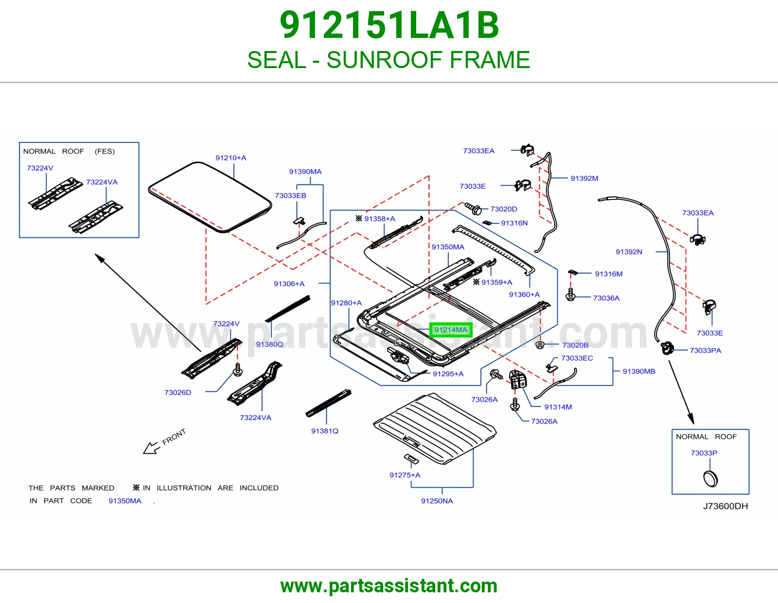 جلدة برواز فتحة سقف 912151LA1B