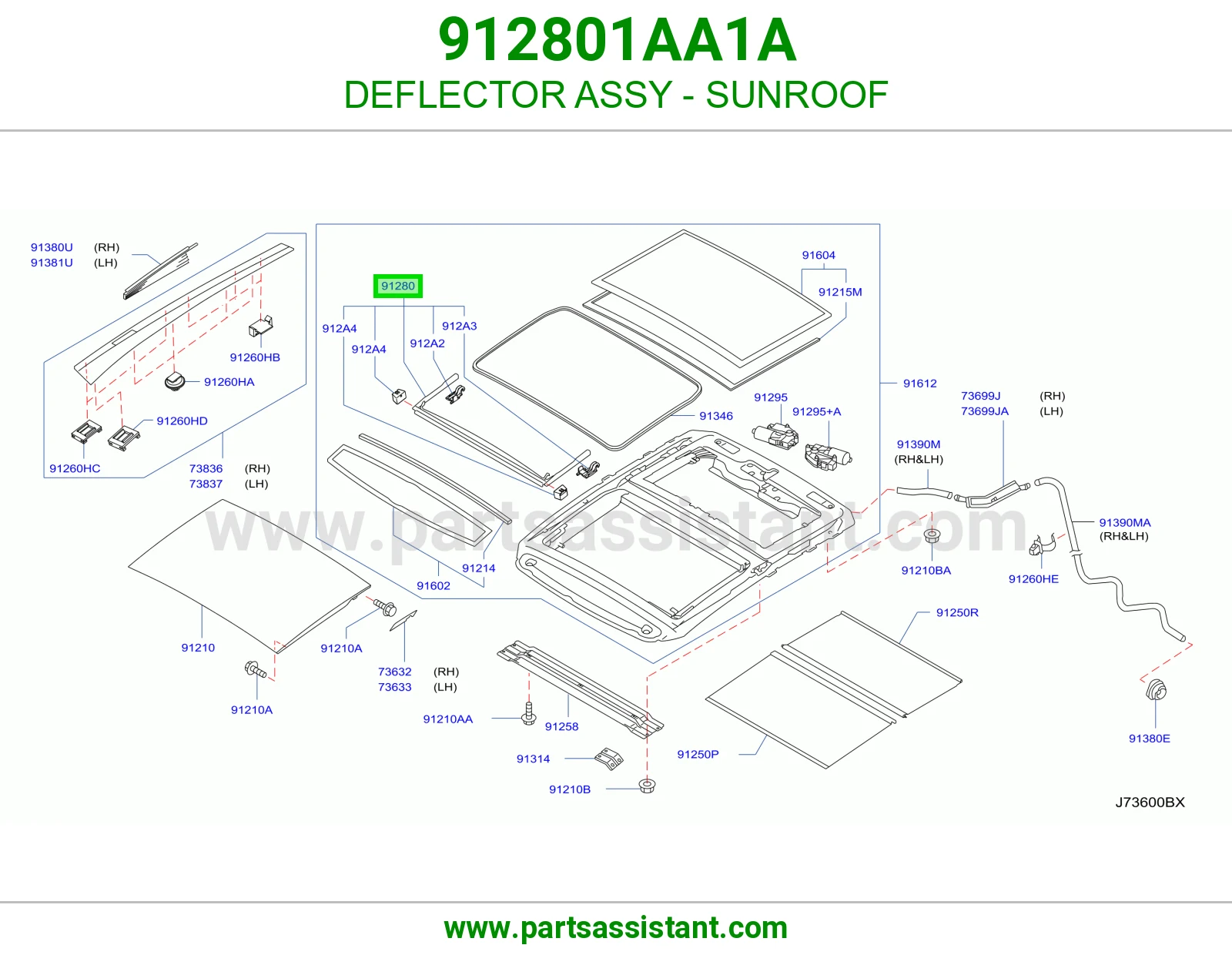 DEFLECTOR ASSY - SUNROOF 912801AA1A
