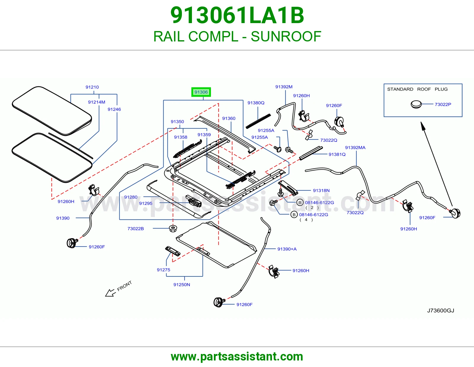 سكة فتحة سقف كاملة 913061LA1B