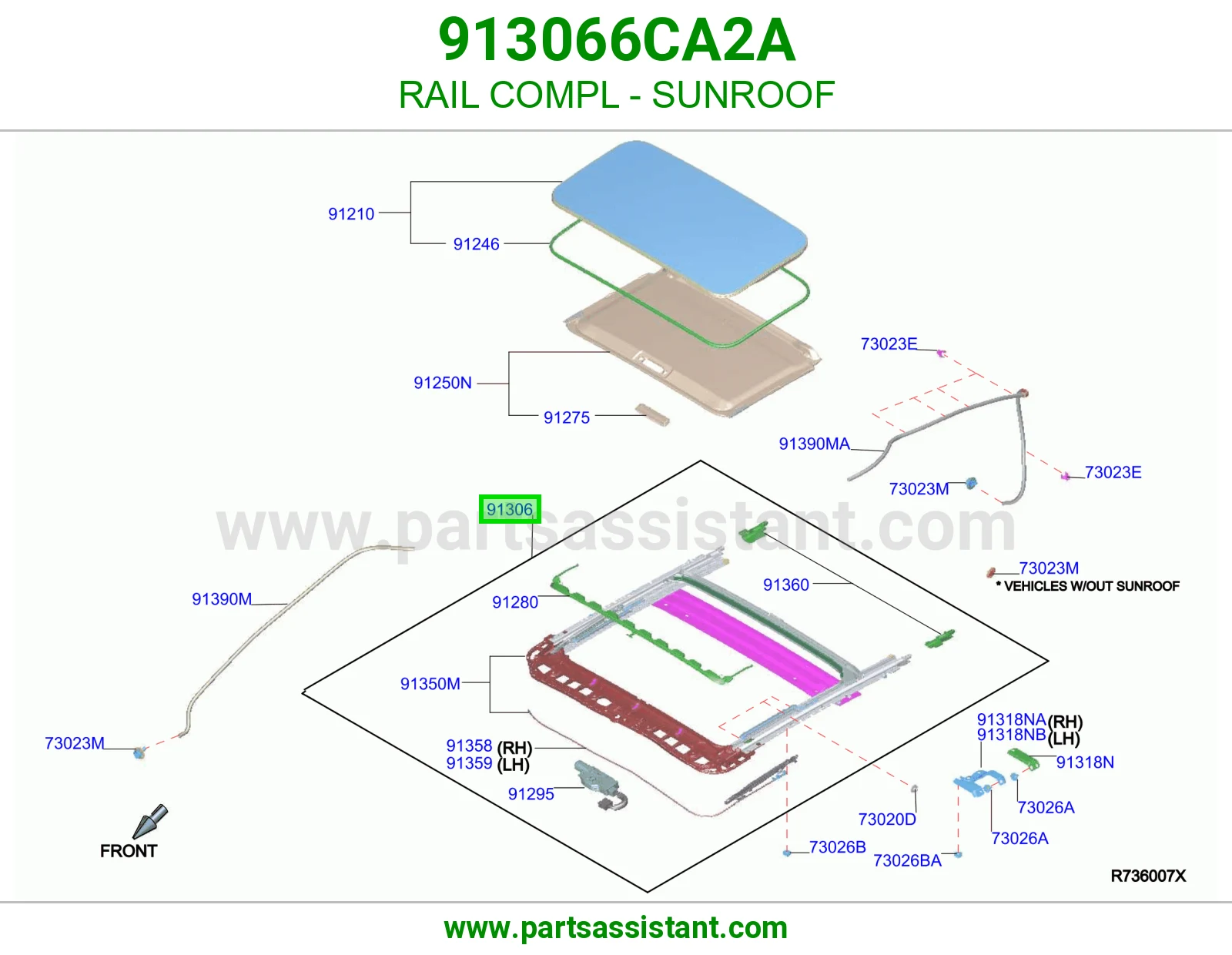سكة فتحة سقف كاملة 913066CA2A