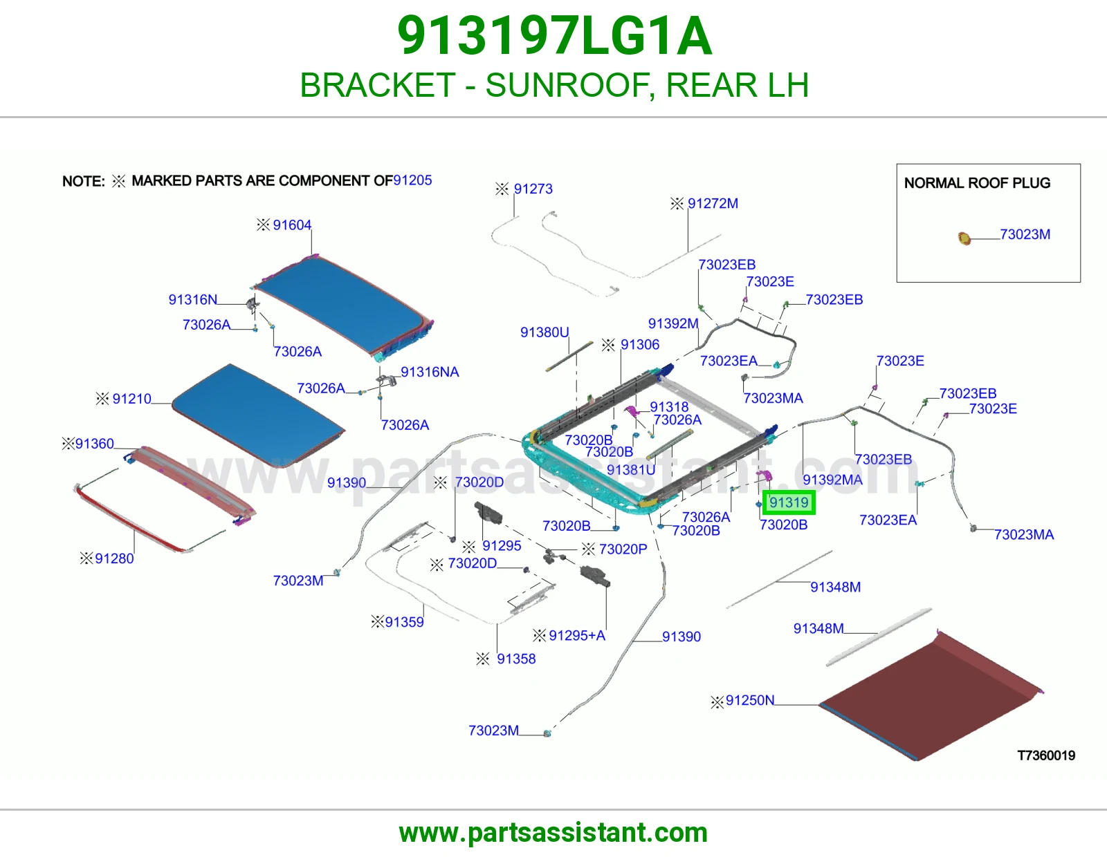 قاعدة فتحة سقف خلفي يسار 913197LG1A