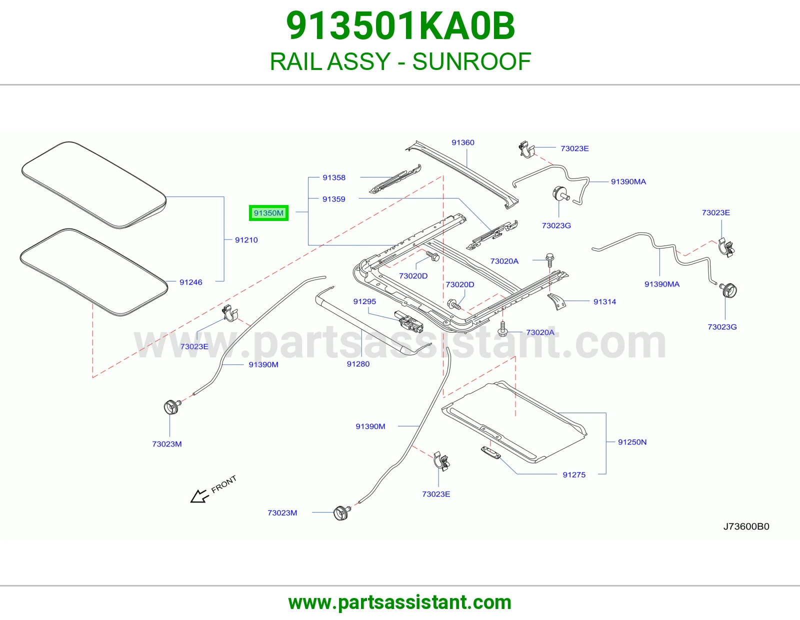 سكة فتحة سقف كاملة 913501KA0B