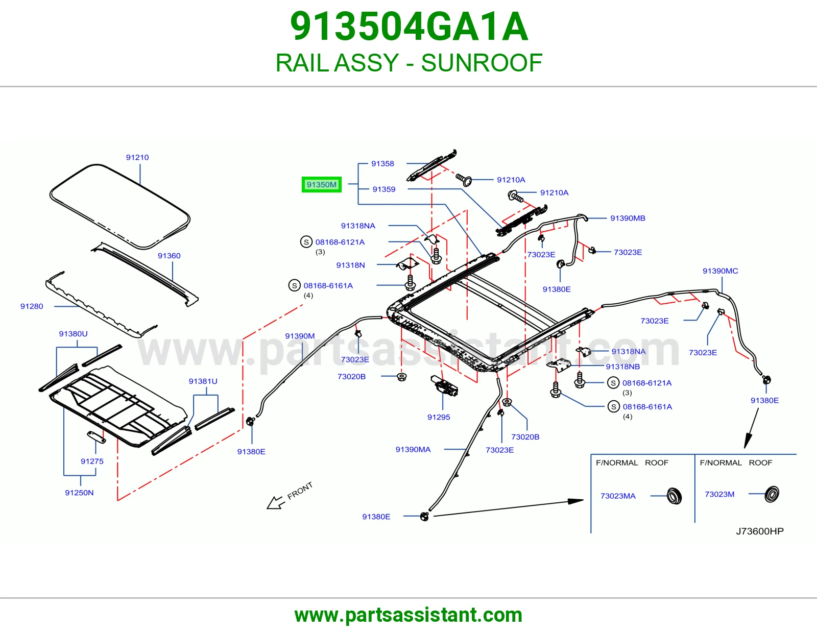 سكة فتحة سقف كاملة 913504GA1A
