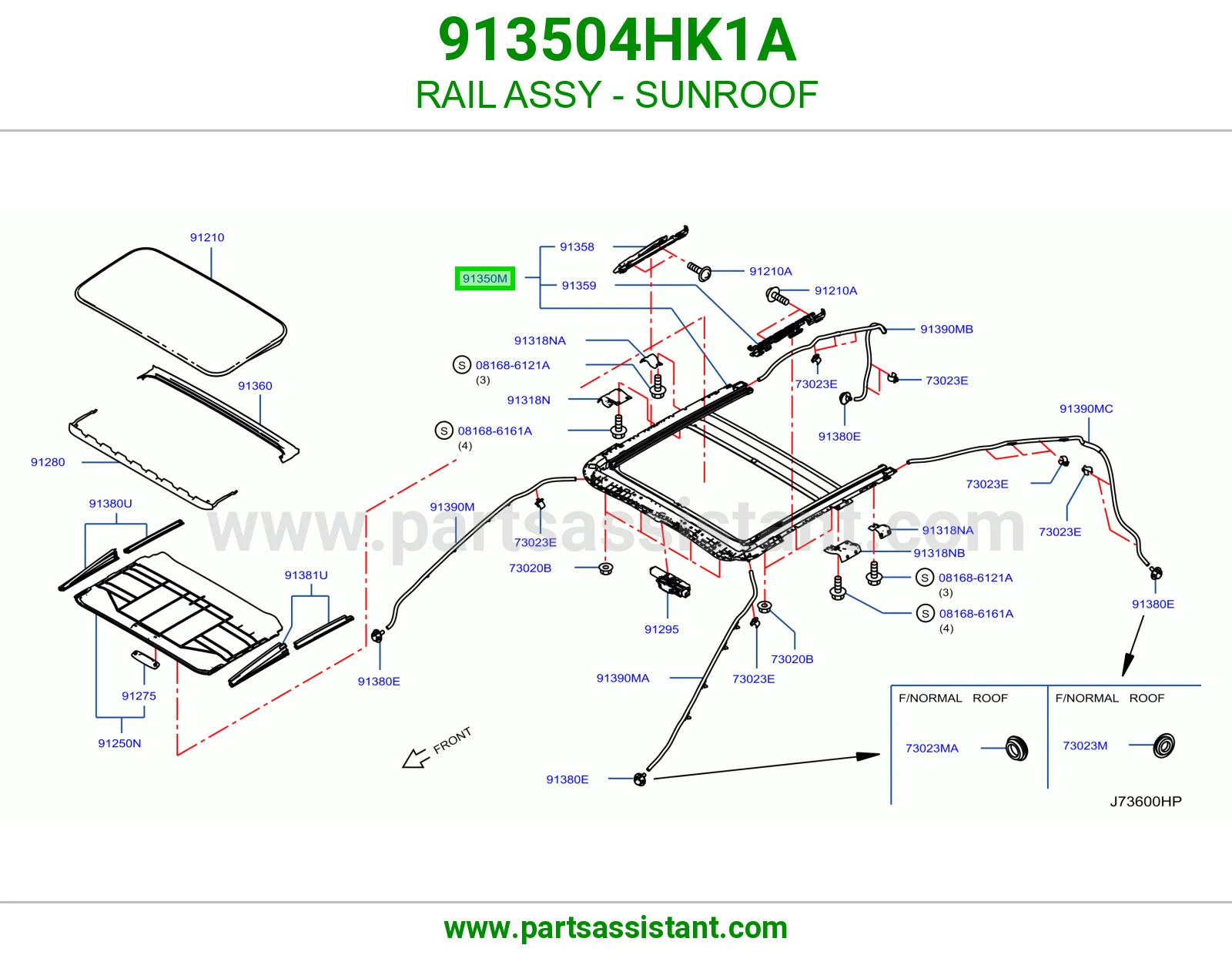 سكة فتحة سقف كاملة 913504HK1A
