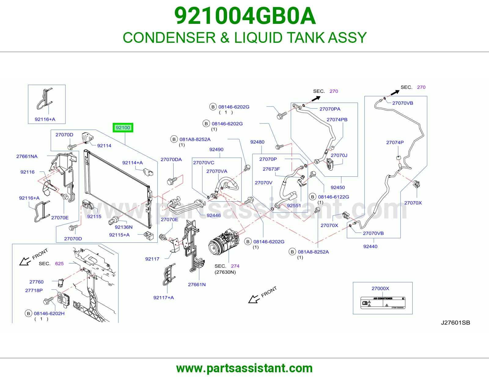 CONDENSER & LIQUID TANK ASSY 921004GB0A