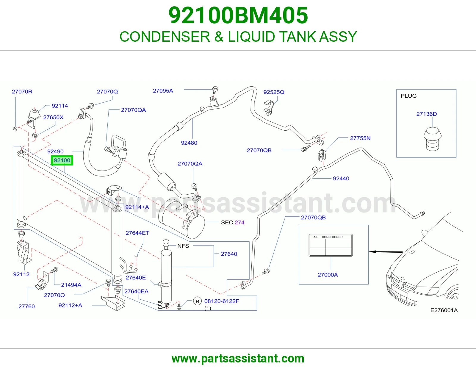CONDENSER & LIQUID TANK ASSY 92100BM405