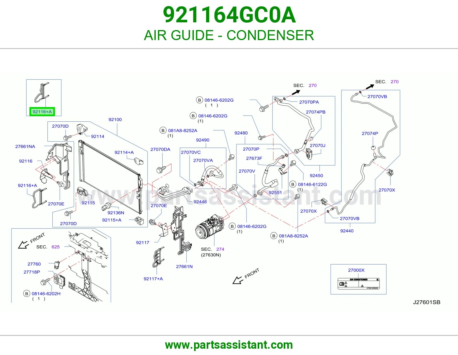 بلاستيك هواء رديتر مكيف 921164GC0A