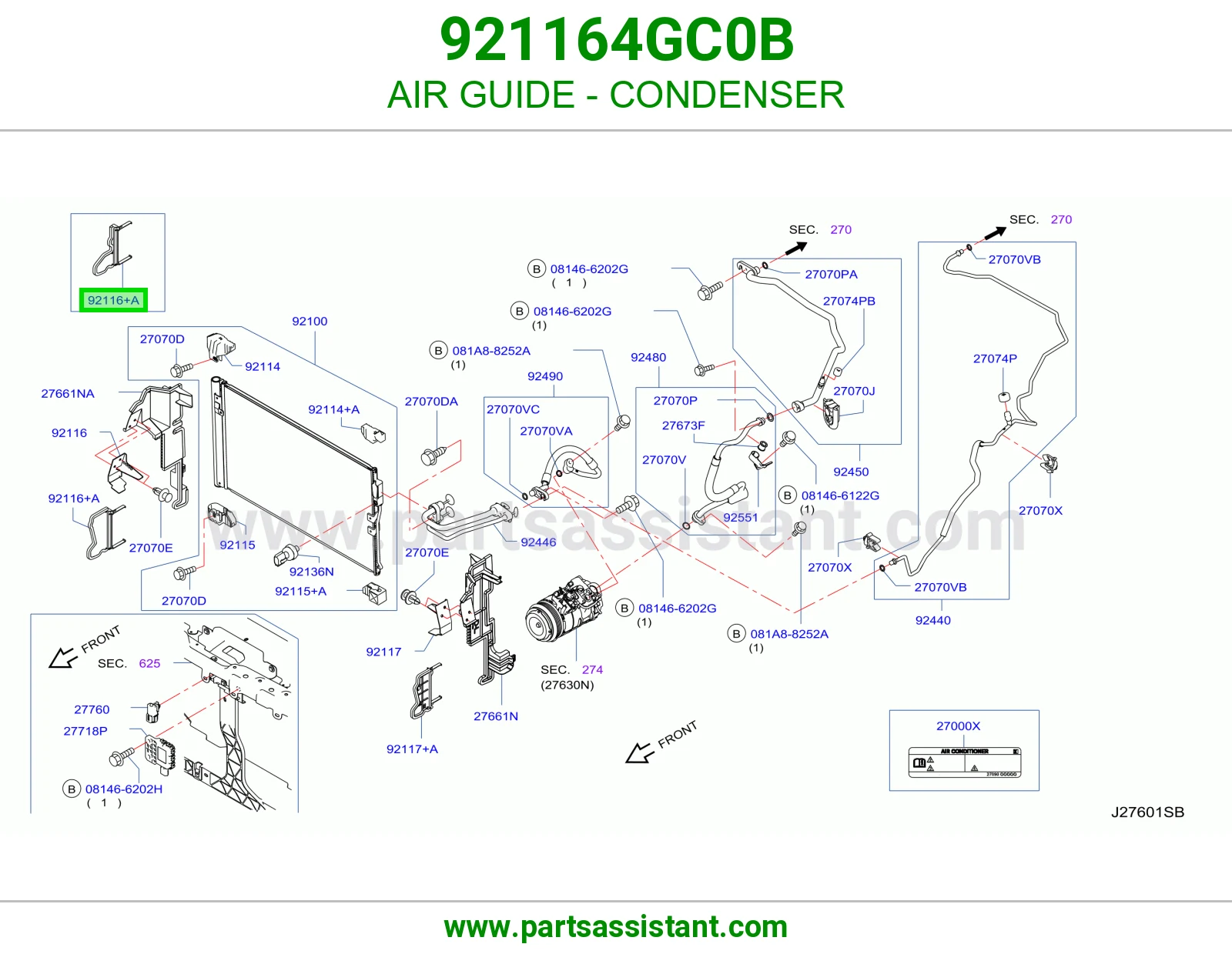 بلاستيك هواء رديتر مكيف 921164GC0B