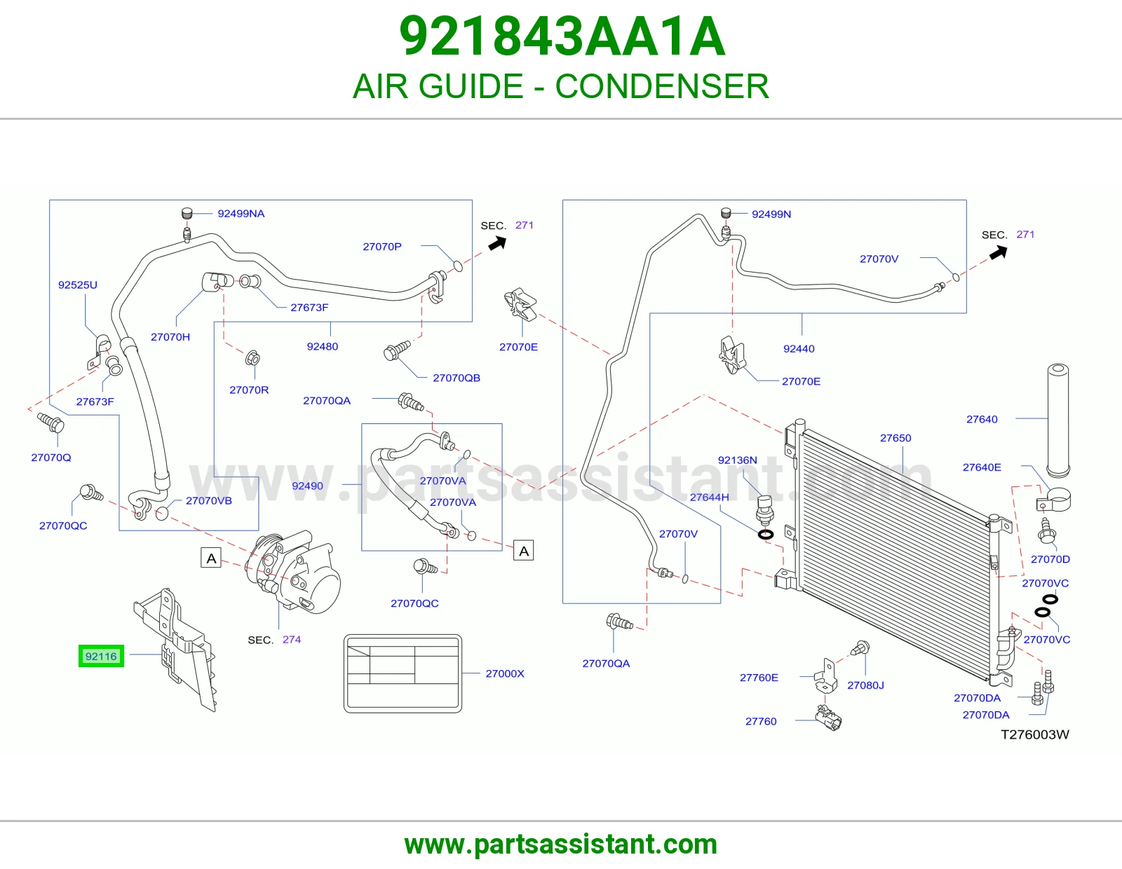 بلاستيك هواء رديتر مكيف 921843AA1A