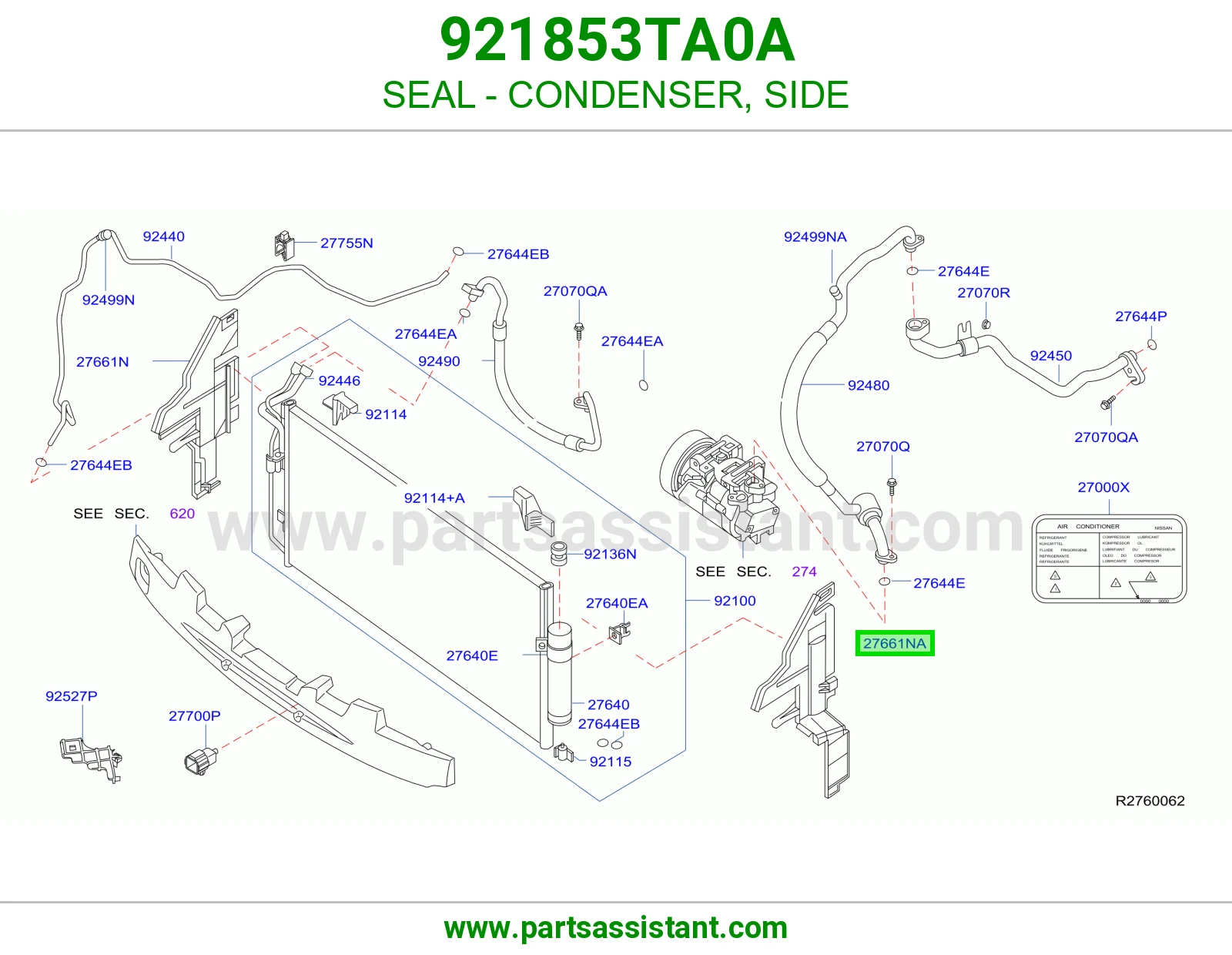 جلدة رديتر مكيف جانبي 921853TA0A