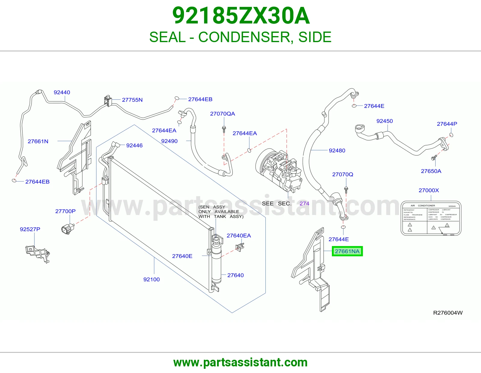 جلدة رديتر مكيف جانبي 92185ZX30A