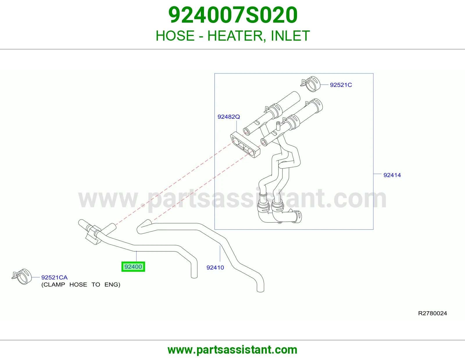 HOSE - HEATER, INLET 924007S020