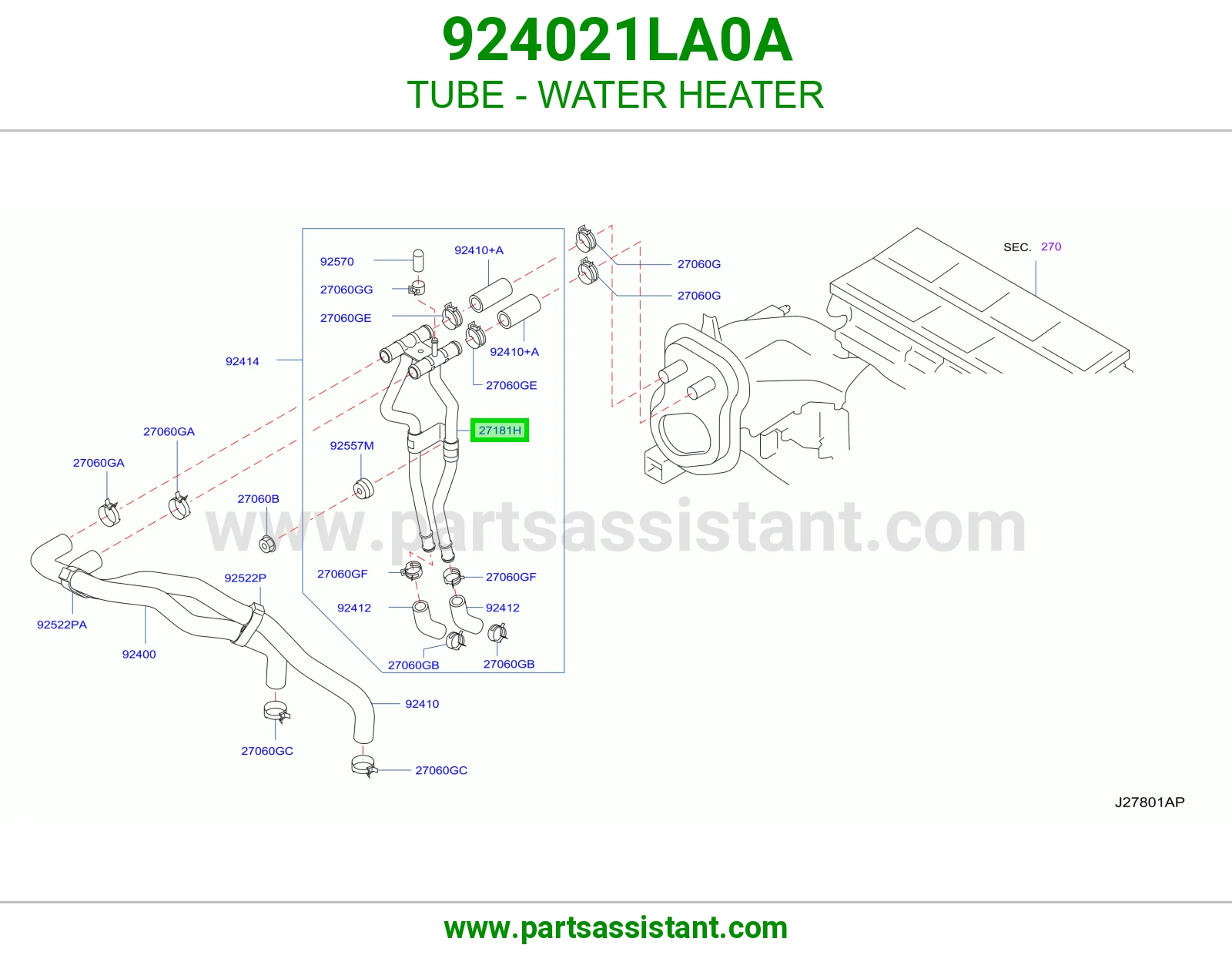 ماسورة سخان ماء 924021LA0A