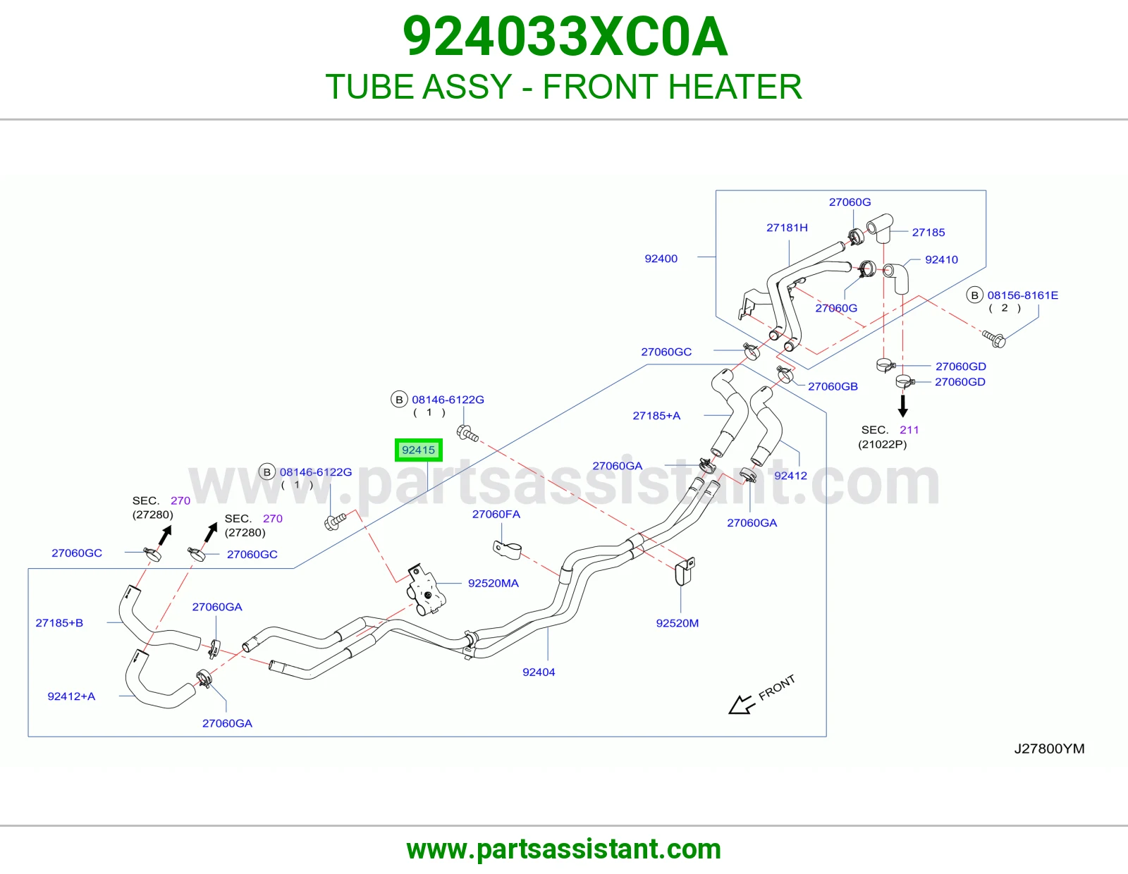 ماسورة دفاية أمامية كاملة 924033XC0A