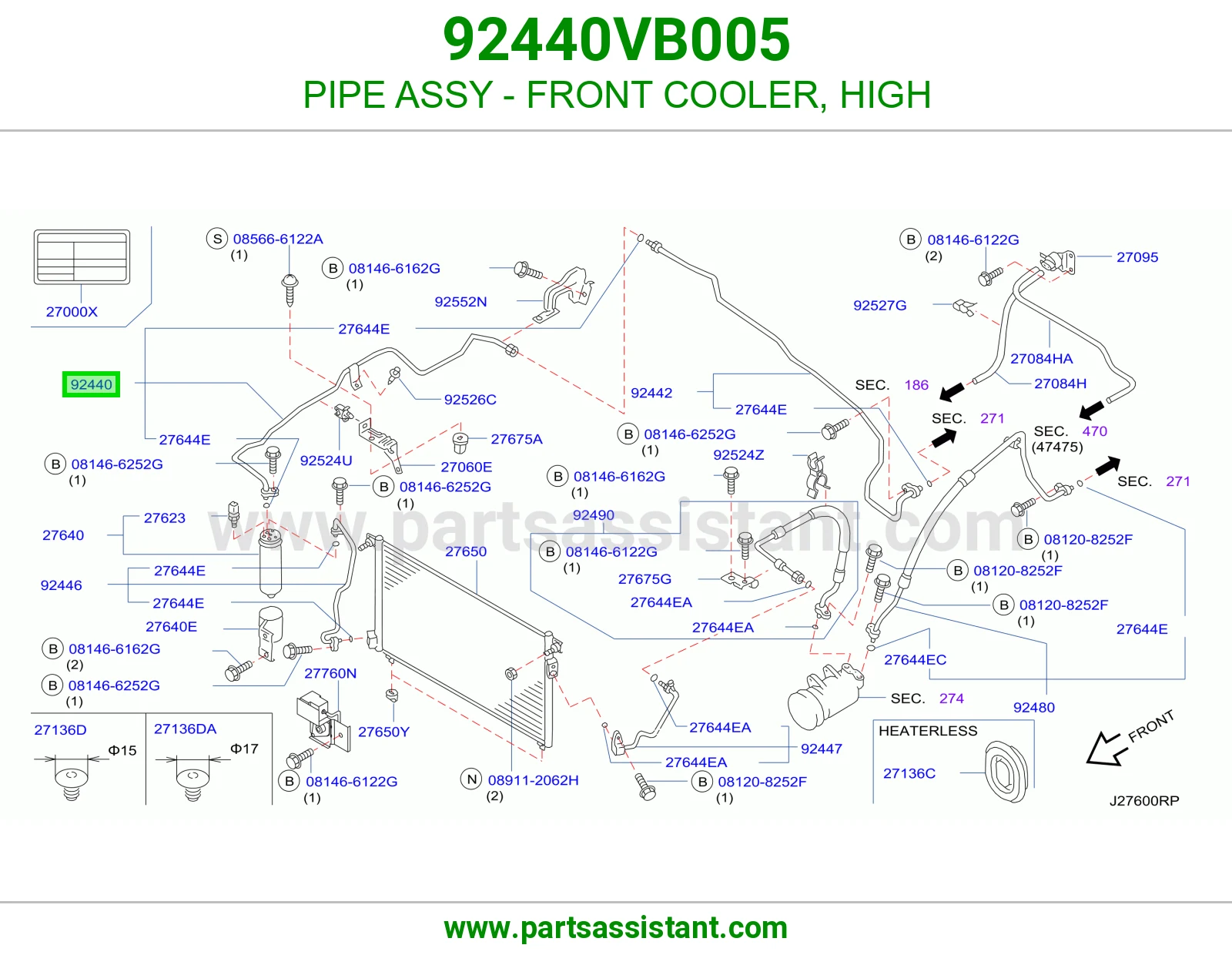 PIPE ASSY - FRONT COOLER, HIGH 92440VB005