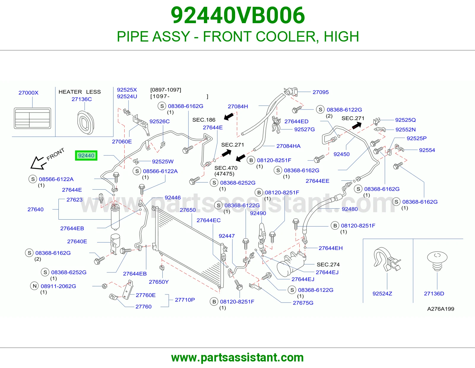 PIPE ASSY - FRONT COOLER, HIGH 92440VB006