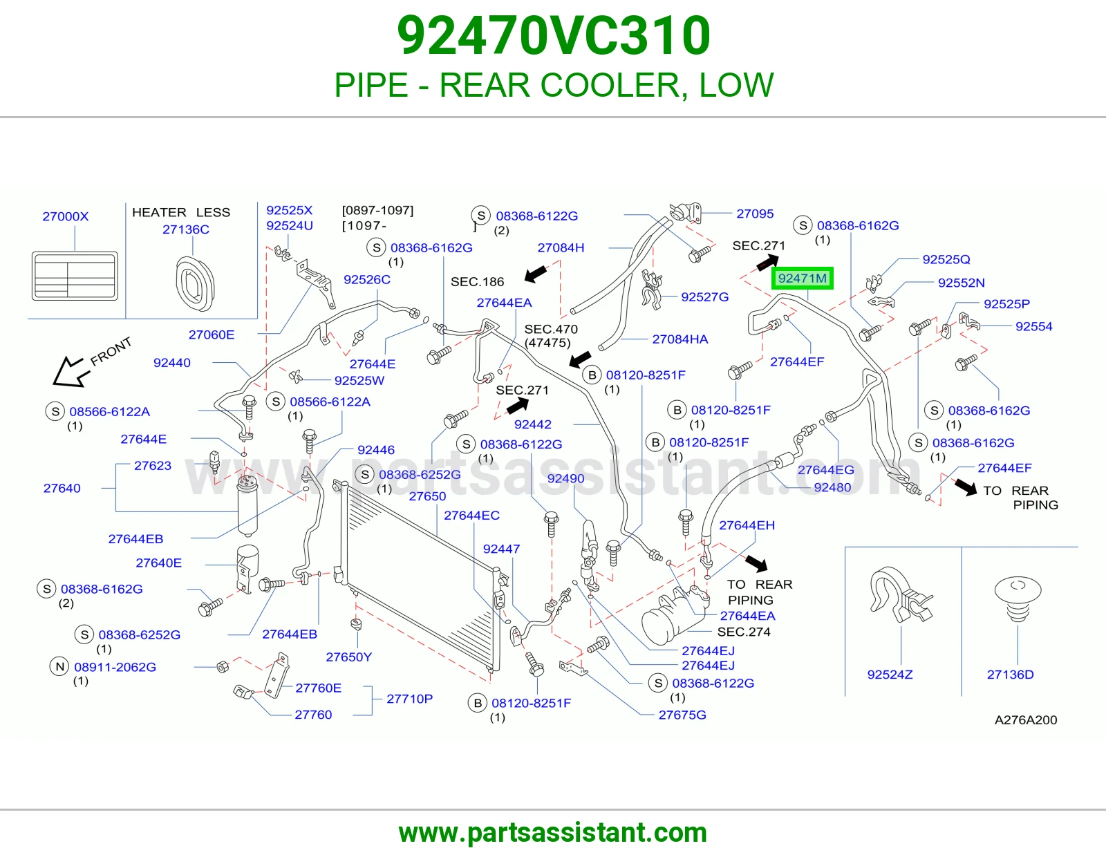 ماسورة مكيف خلفي منخفض 92470VC310