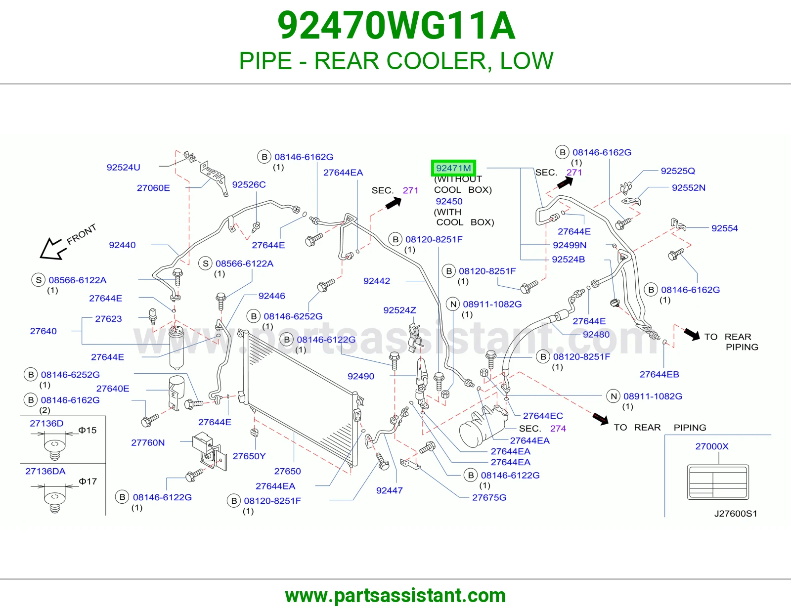 ماسورة مكيف خلفي منخفض 92470WG11A