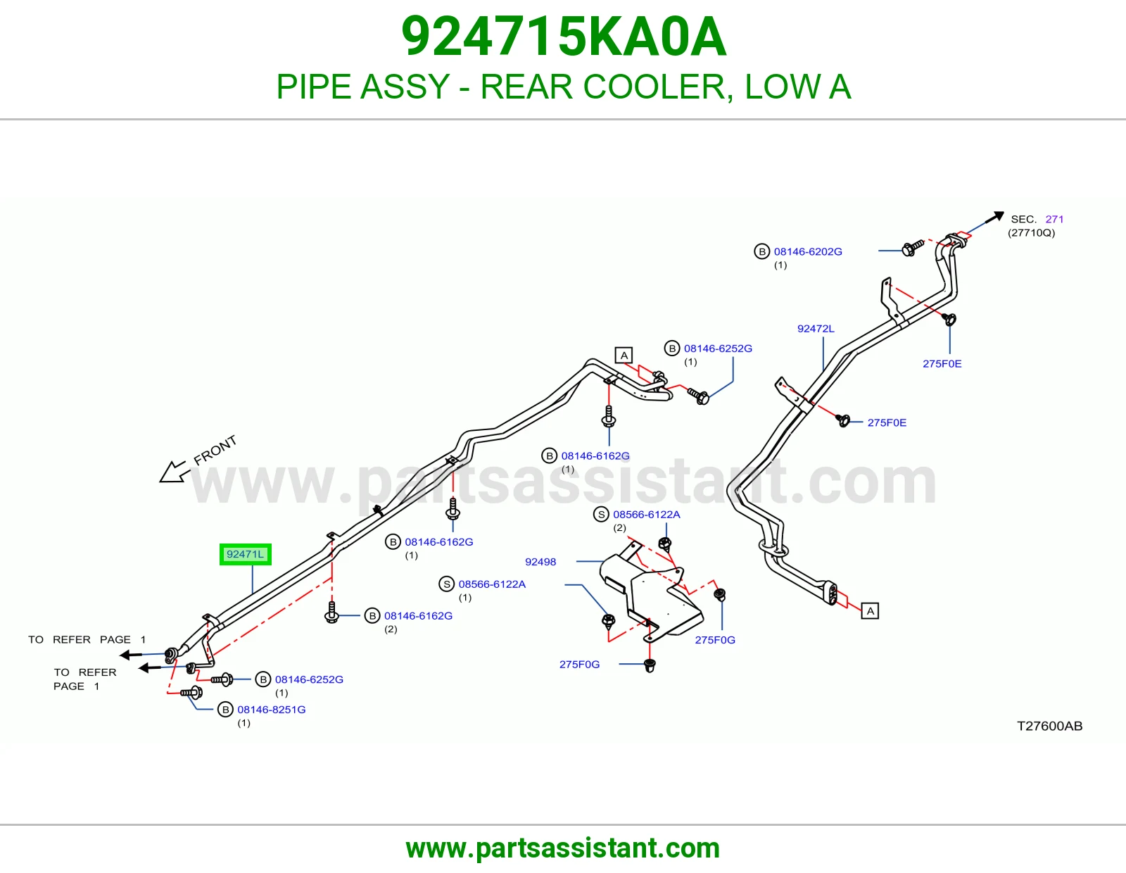 ماسورة مكيف خلفي ضغط واطي (A) كاملة 924715KA0A