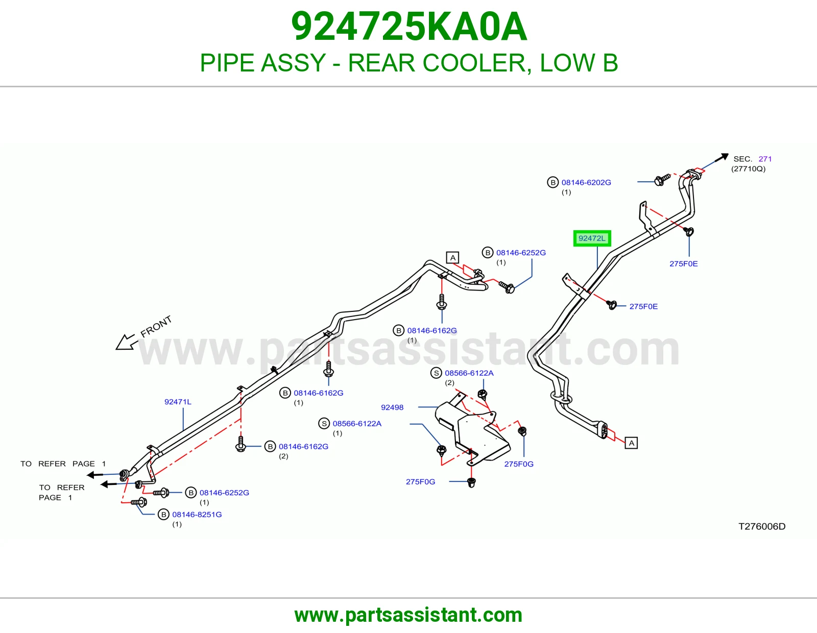 ماسورة مكيف خلفي ضغط واطي (B) كاملة 924725KA0A