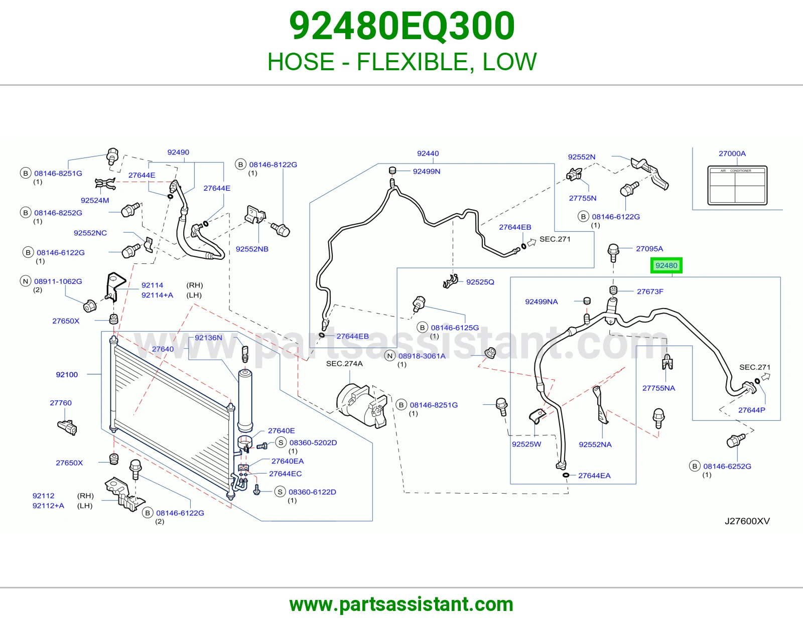 HOSE - FLEXIBLE, LOW 92480EQ300