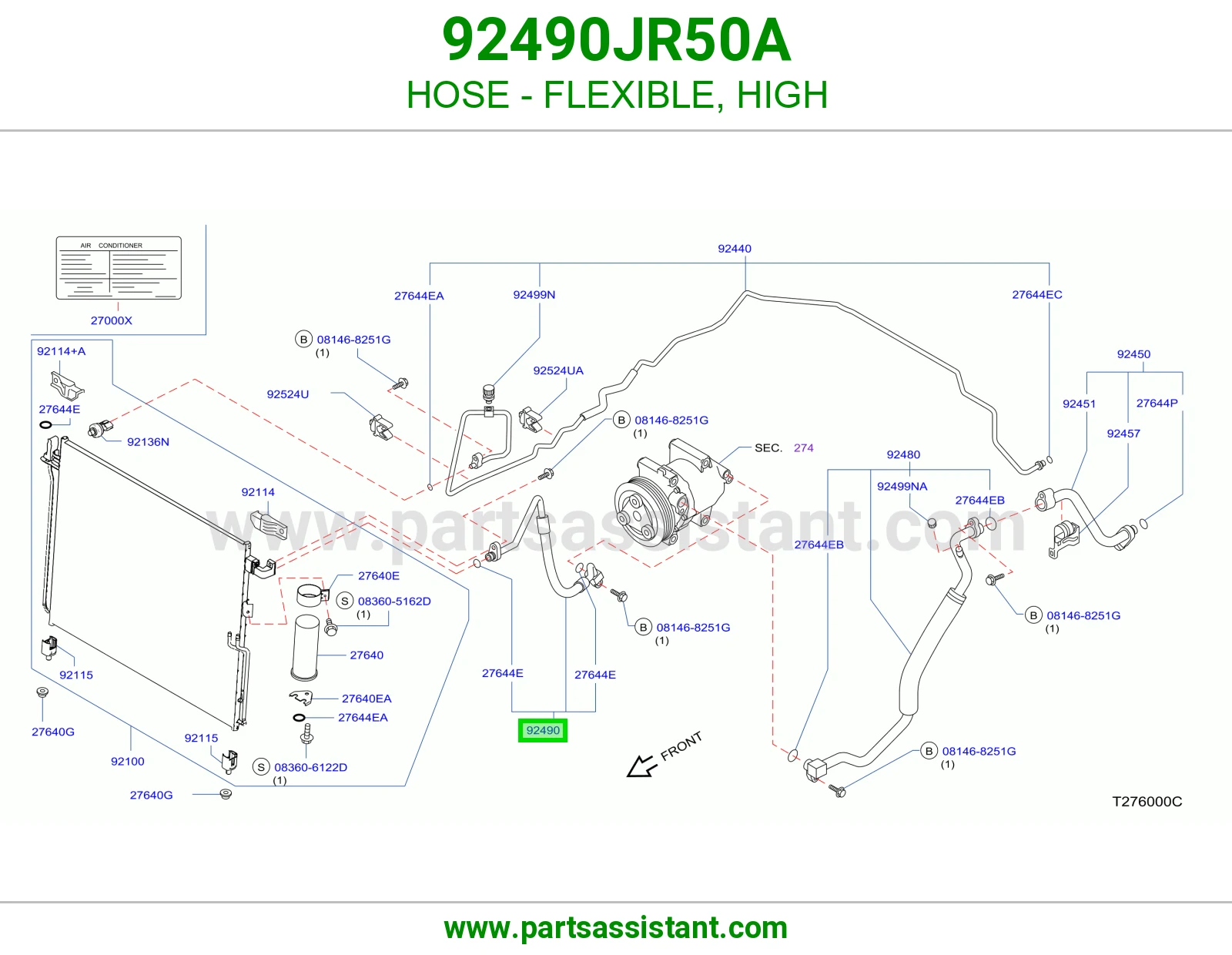 لي كمبروسر مكيف العالي 92490JR50A