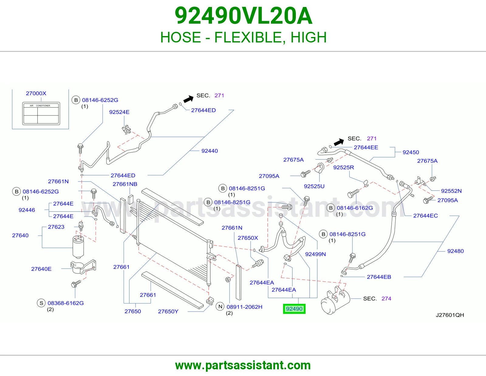 HOSE - FLEXIBLE, HIGH 92490VL20A