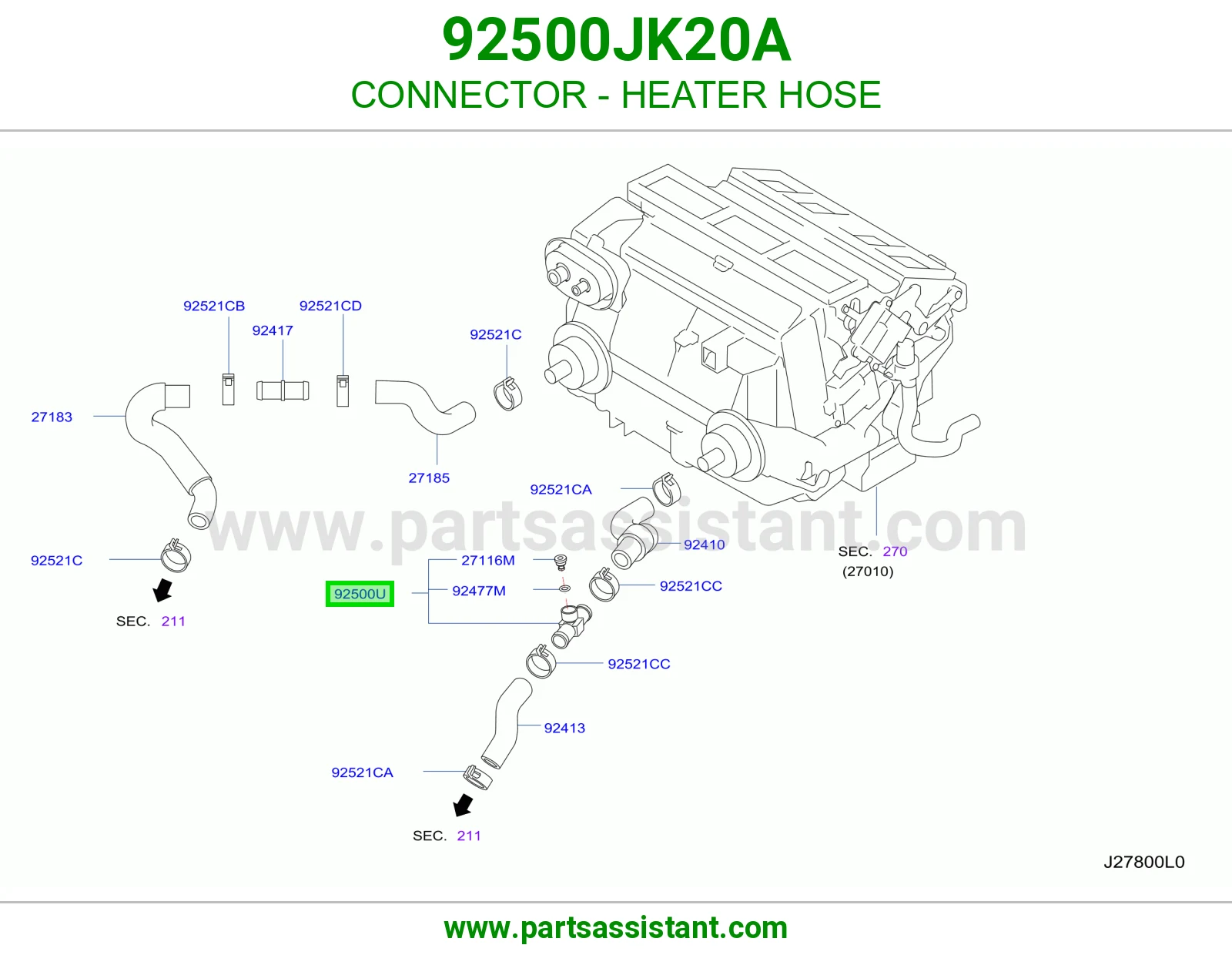 قسام مواصير حار بارد مكيف 92500JK20A