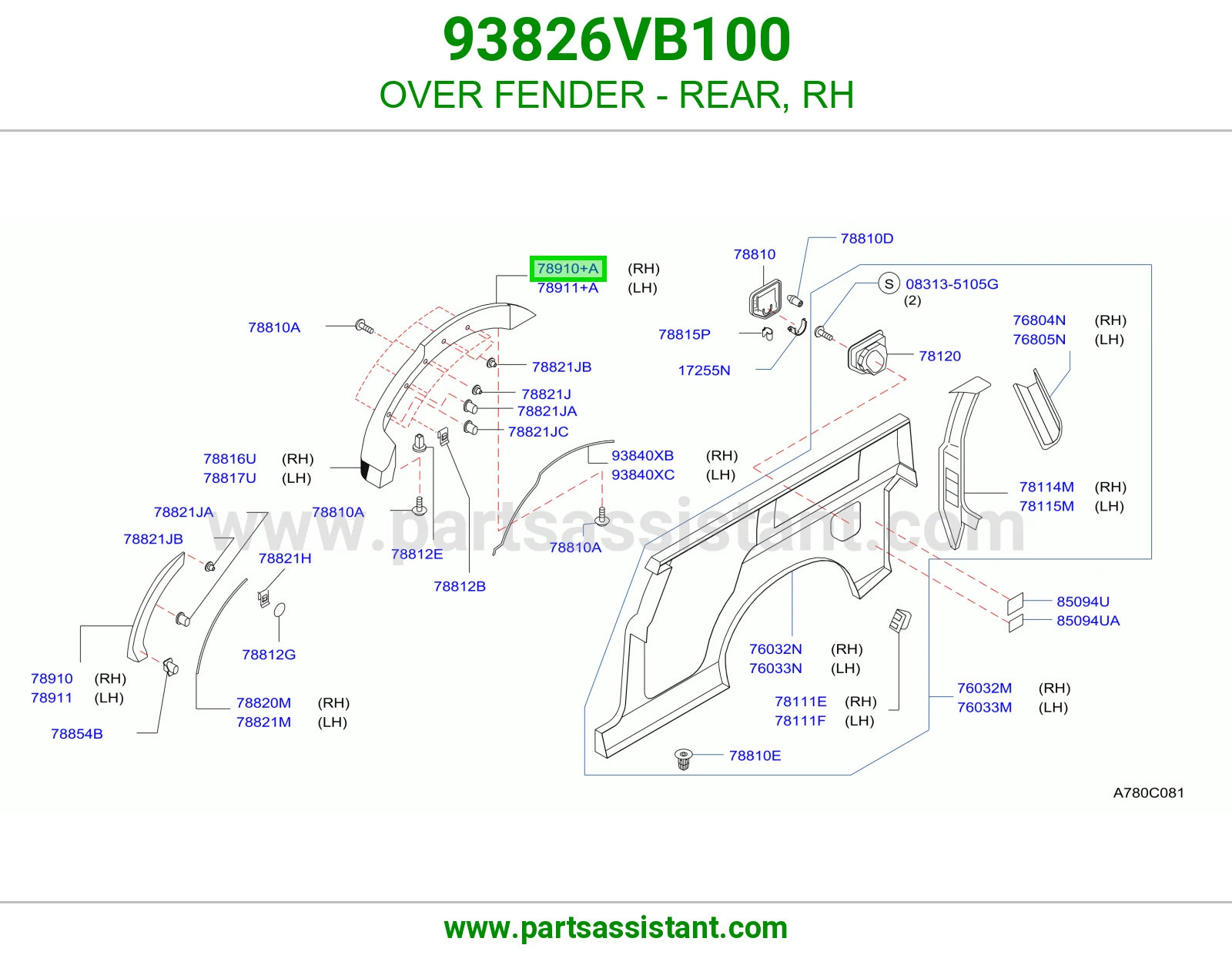 توسعة رفرف خلفي يمين 93826VB100