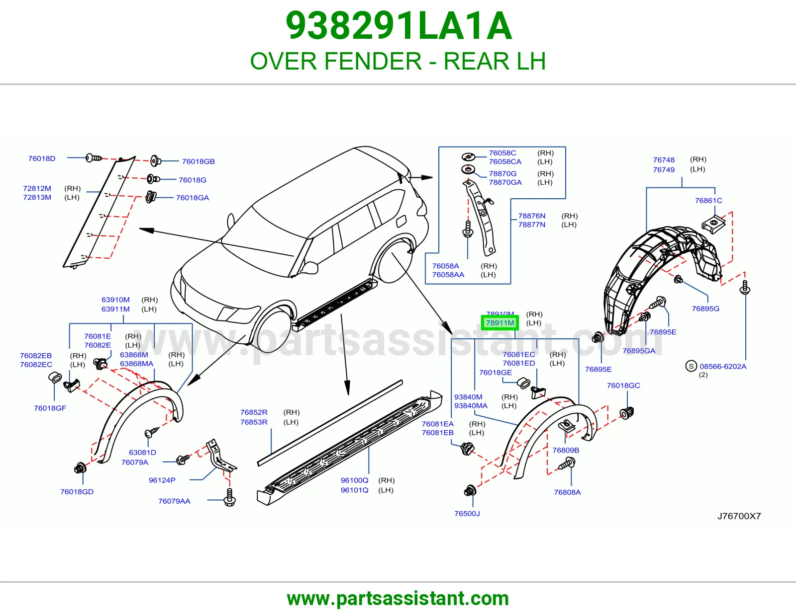 توسعة رفرف خلفي يسار 938291LA1A