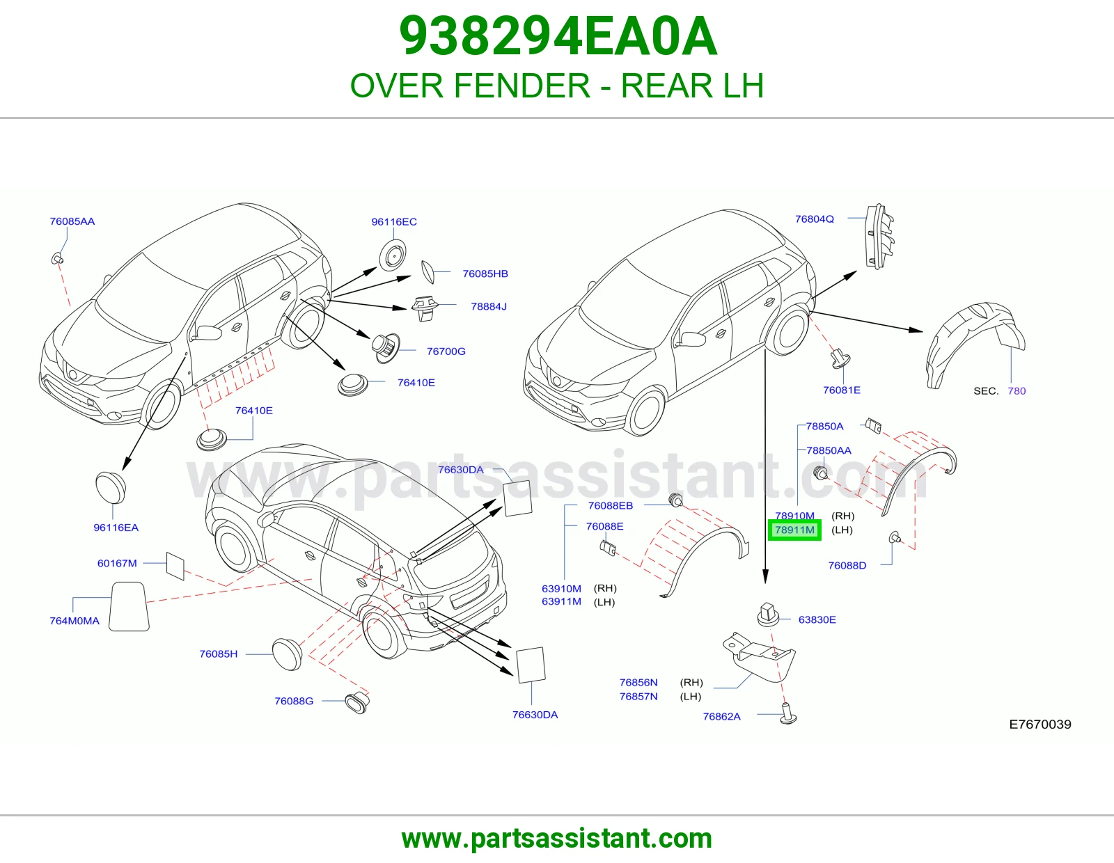 توسعة رفرف خلفي يسار 938294EA0A