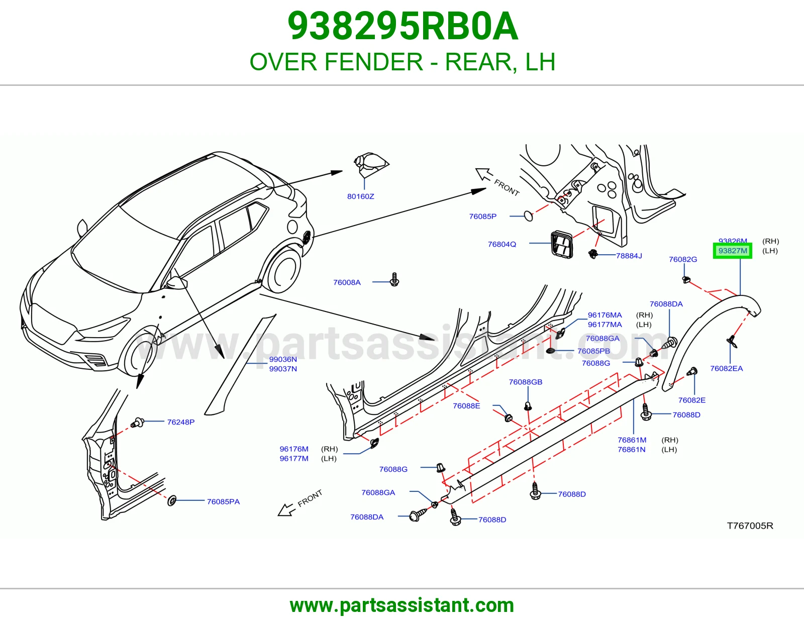 فيبر رفرف خلفي يسار 938295RB0A