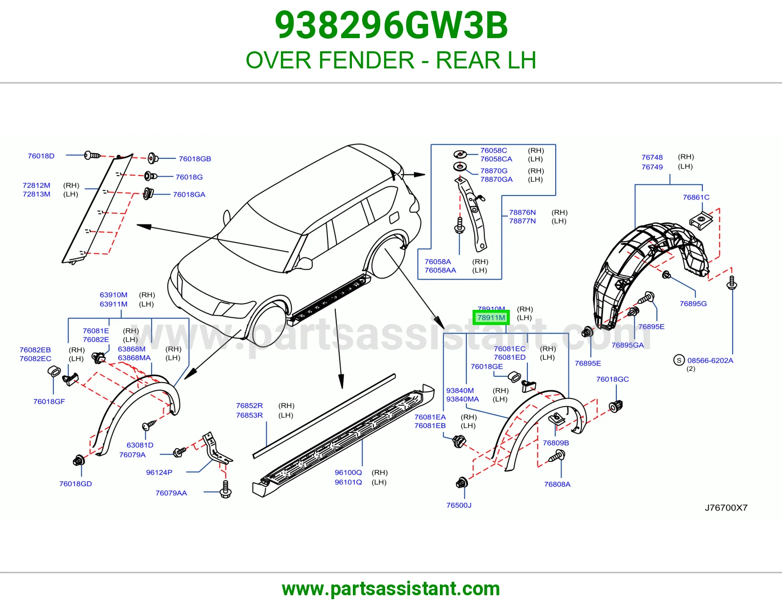 توسعة رفرف خلفي يسار 938296GW3B