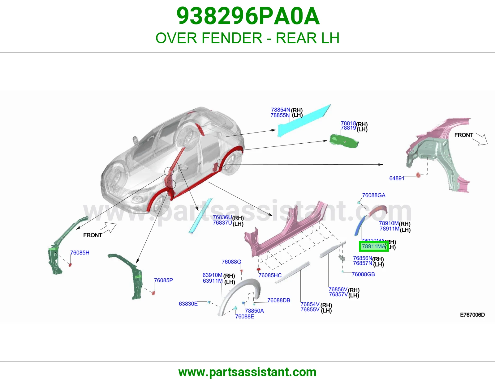 توسعة رفرف خلفي يسار 938296PA0A