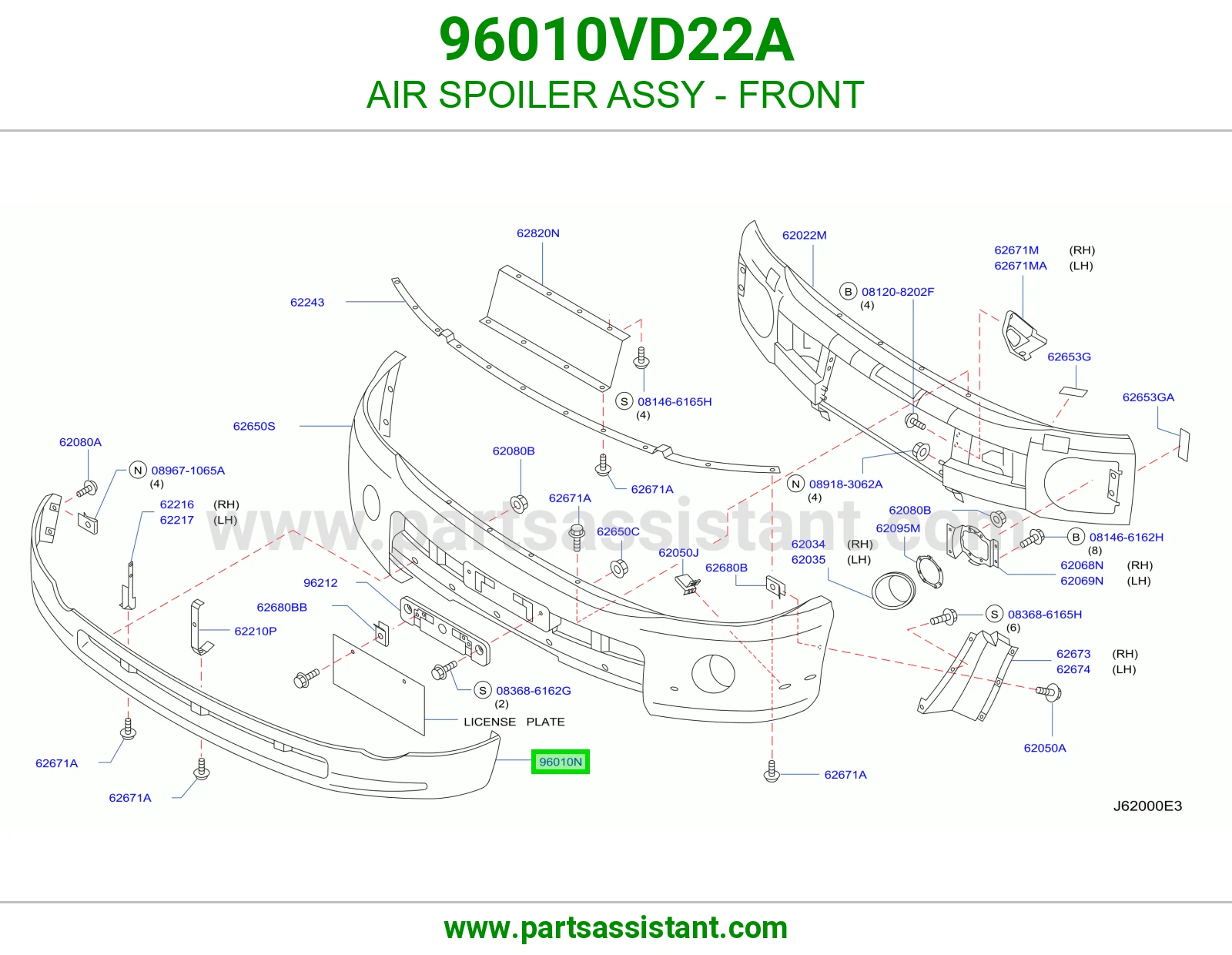 AIR SPOILER ASSY - FRONT 96010VD22A